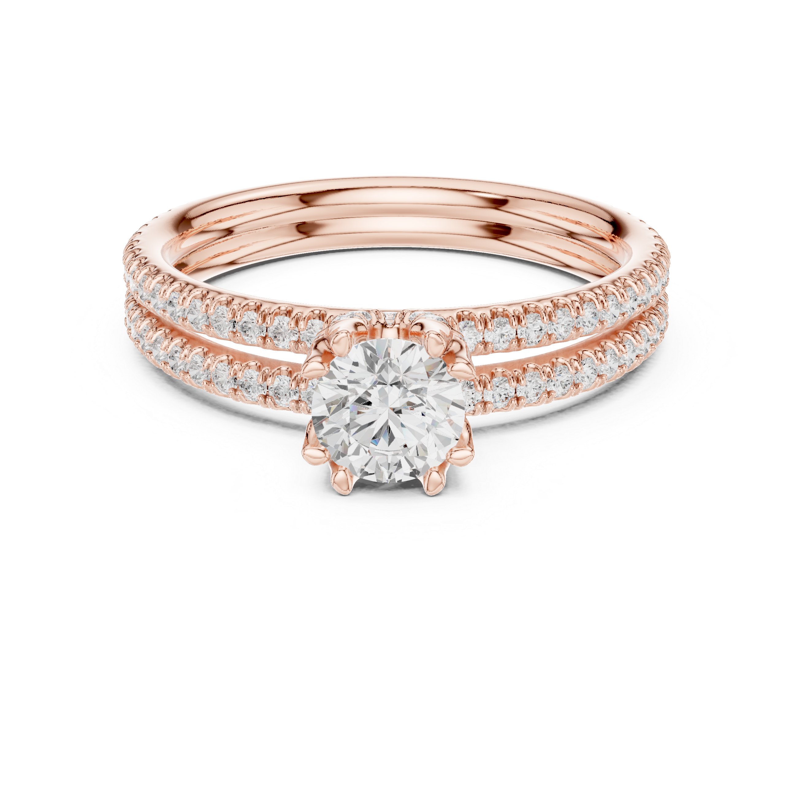 The Holte Ring - Round Brilliant U-Cut Pavé Engagement Ring