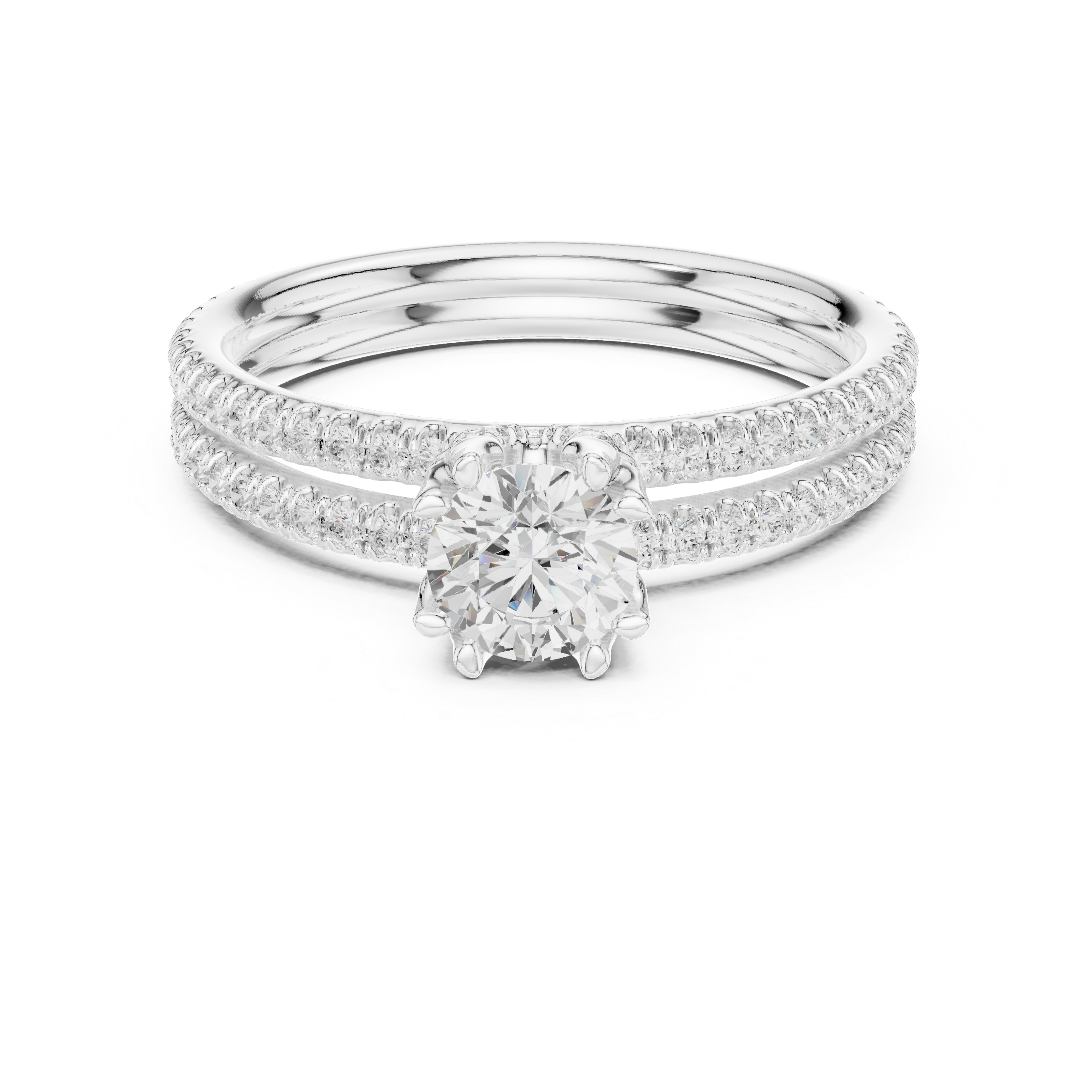 The Holte Ring - Round Brilliant U-Cut Pavé Engagement Ring