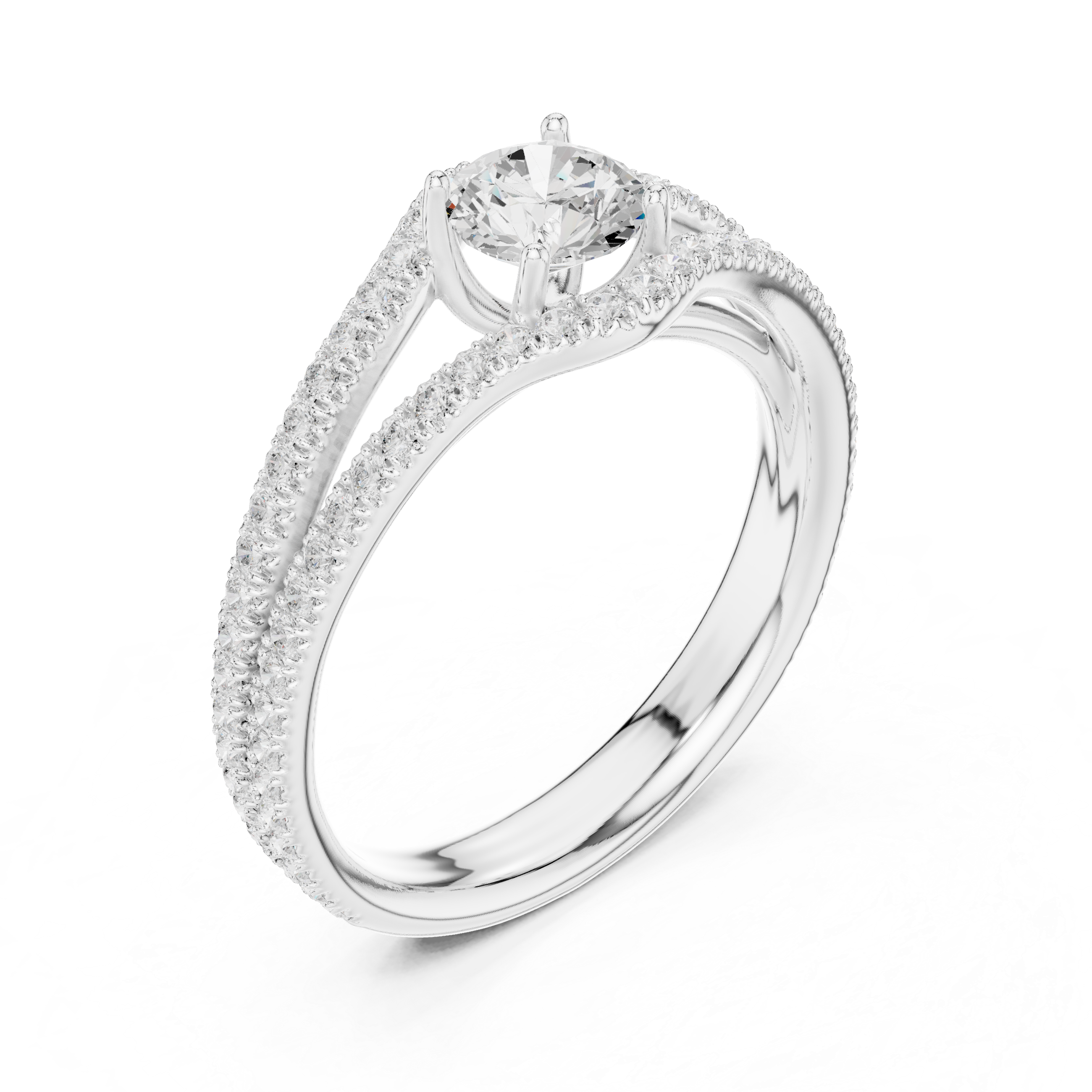 The Fornebu Ring - Round Brilliant Split-Cathedral U-Cut Engagement Ring