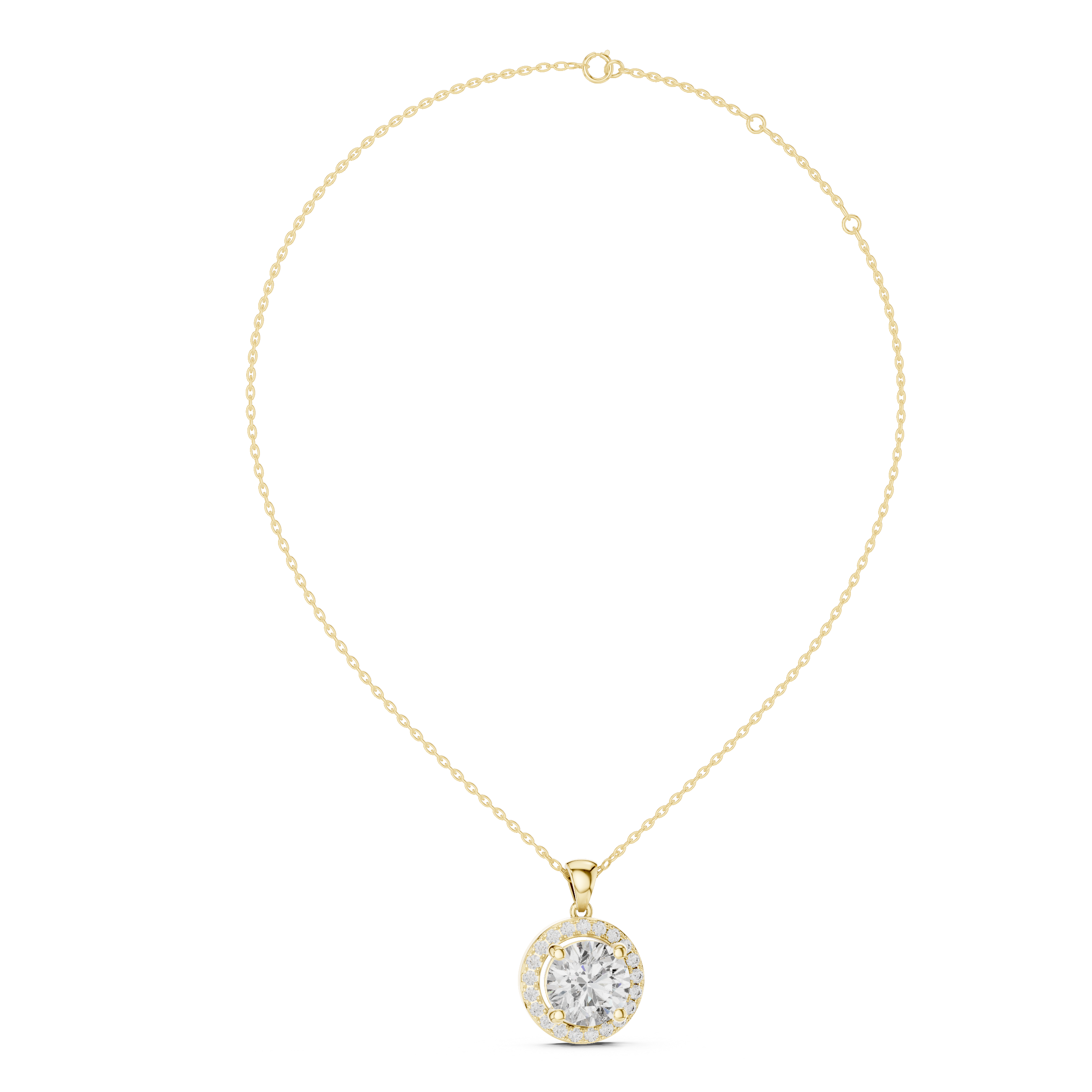 Muur Atelier Solid Gold Round Brilliant Halo Diamond Solitaire Necklace