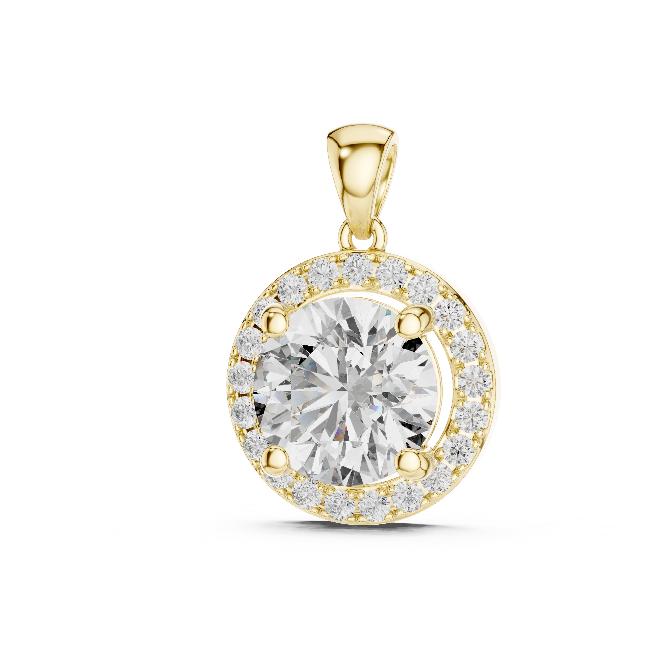 Muur Atelier Solid Gold Round Brilliant Halo Diamond Solitaire Necklace