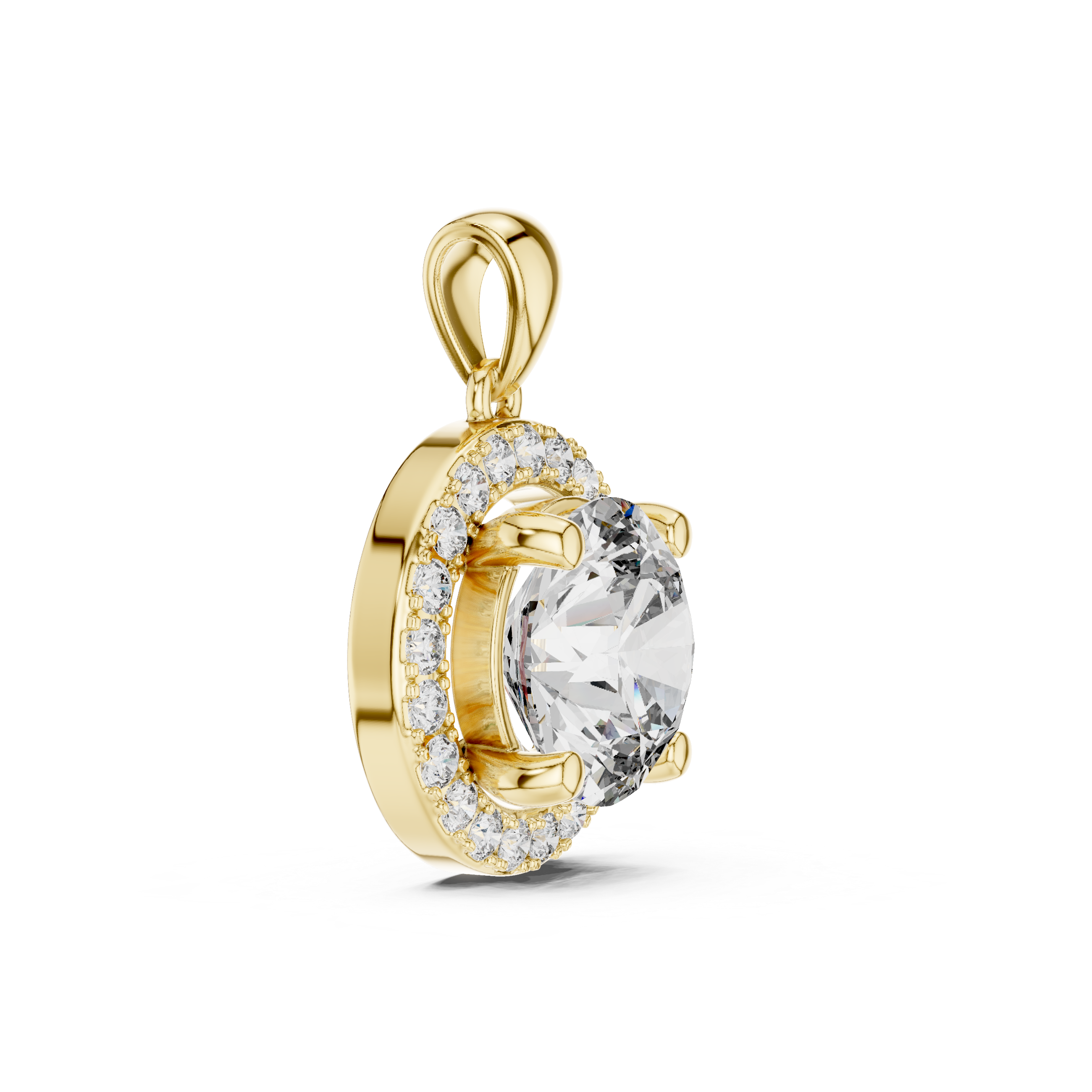 Muur Atelier Solid Gold Round Brilliant Halo Diamond Solitaire Necklace