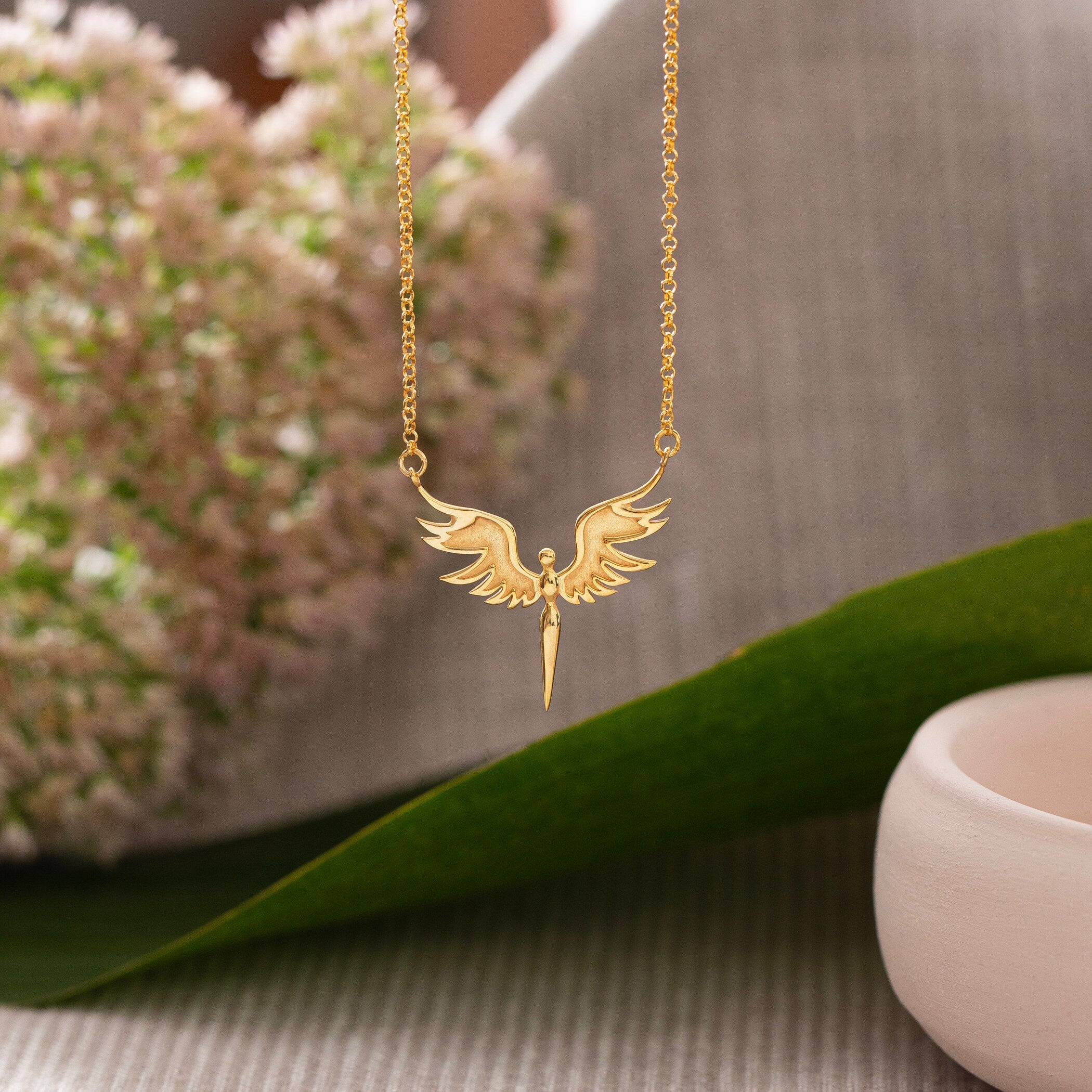 Guardian Angel Necklace, Sterling Silver Angel Wing Necklace