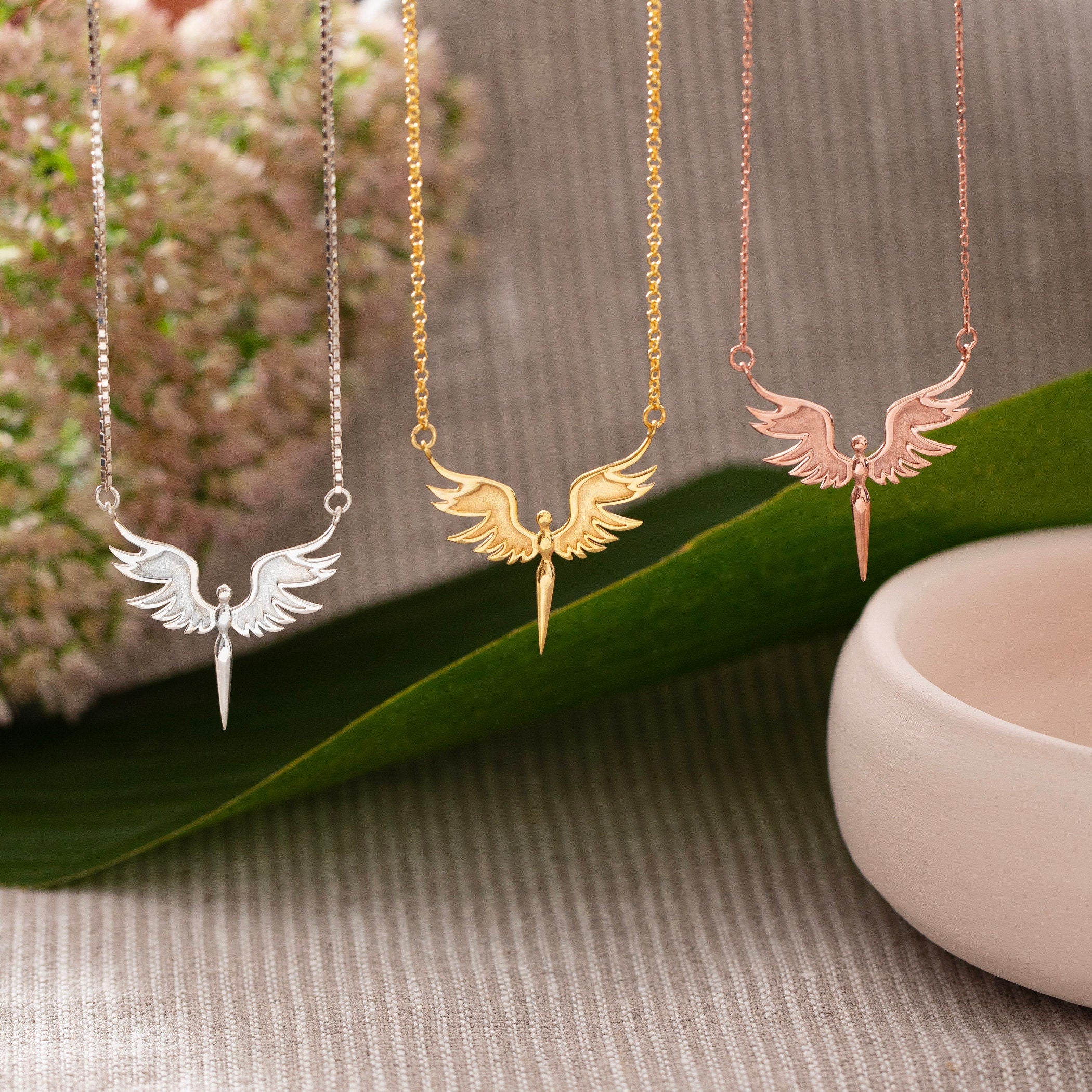 Guardian Angel Necklace, Sterling Silver Angel Wing Necklace