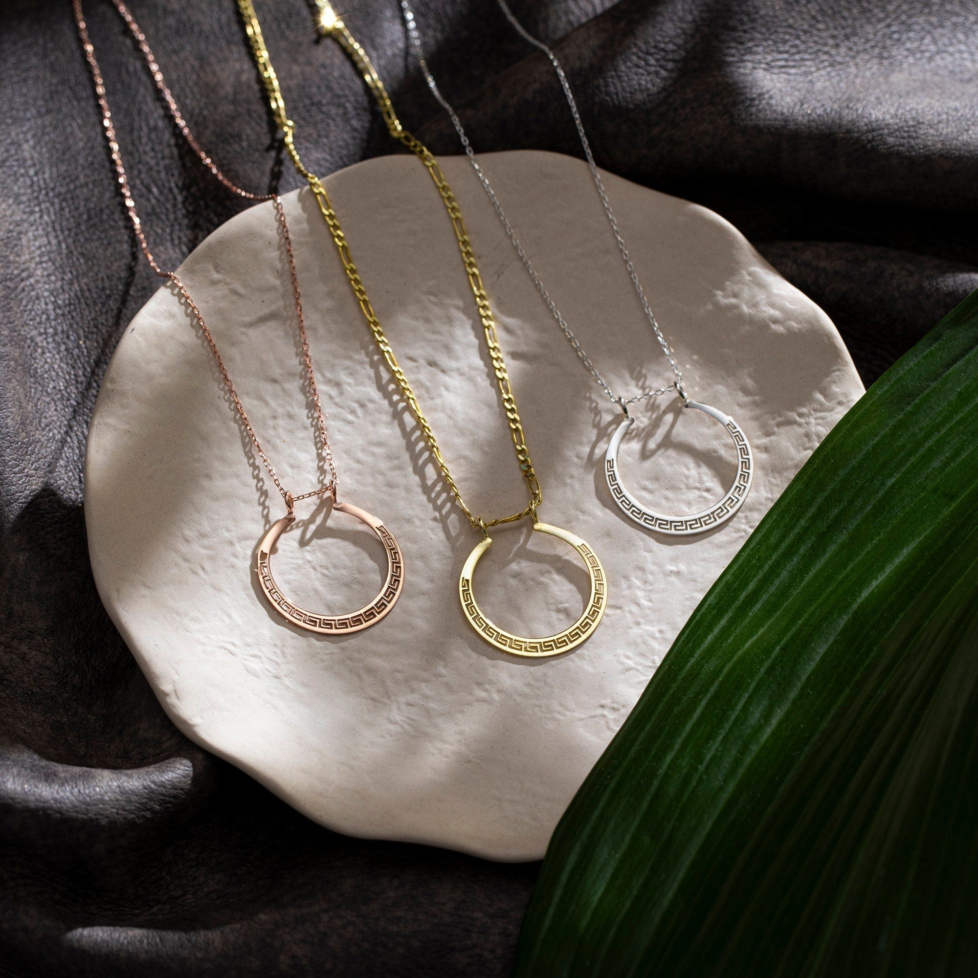 Greek Motif Ring Holder Necklace