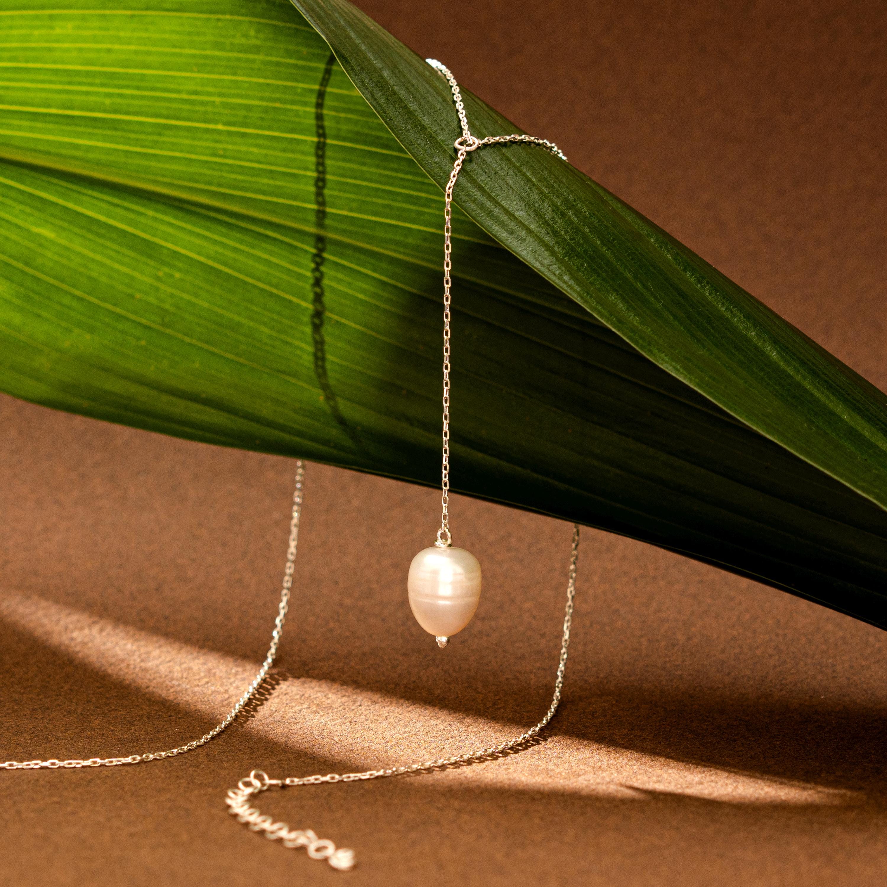 Freshwater Pearl Lariat Necklace: Sterling Silver Y Necklace