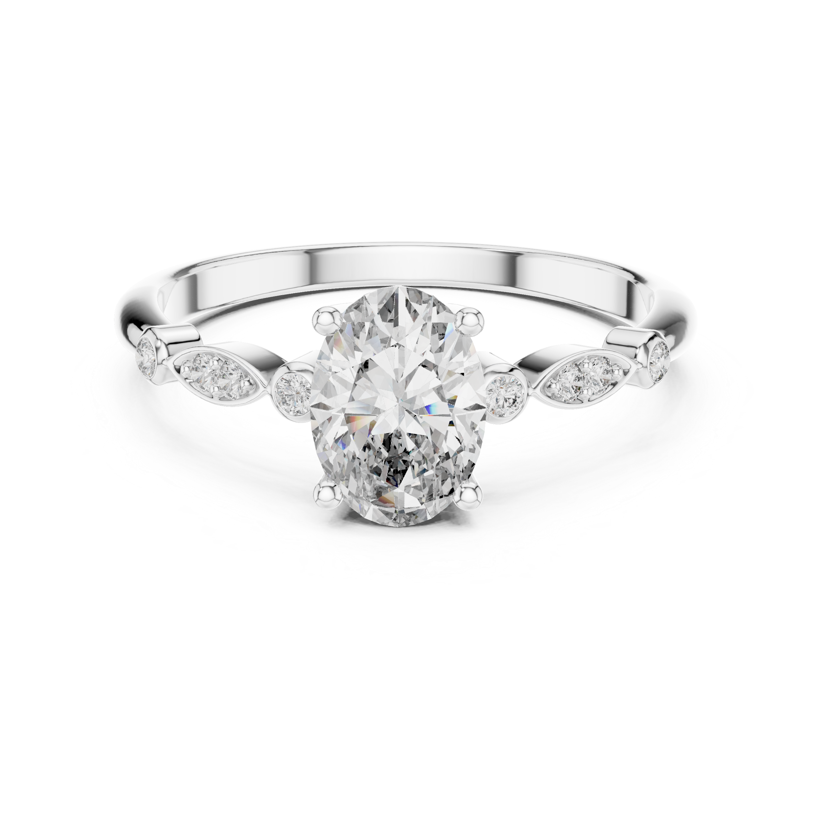 The Hoeilaart Ring - Oval Solitaire with Vintage Bezel Accents