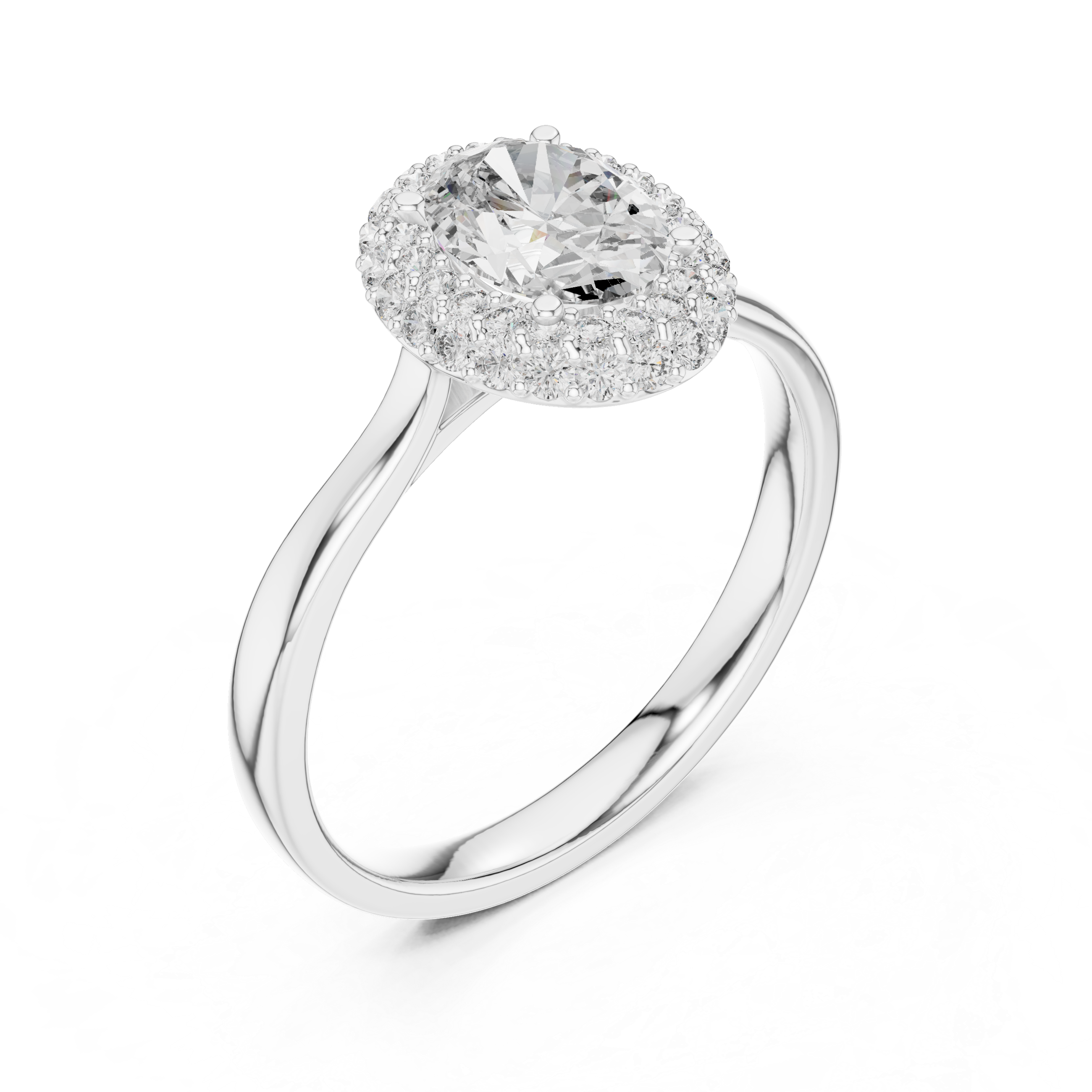 The Beauvechain Ring - Oval Halo Solitaire with Hidden Gallery