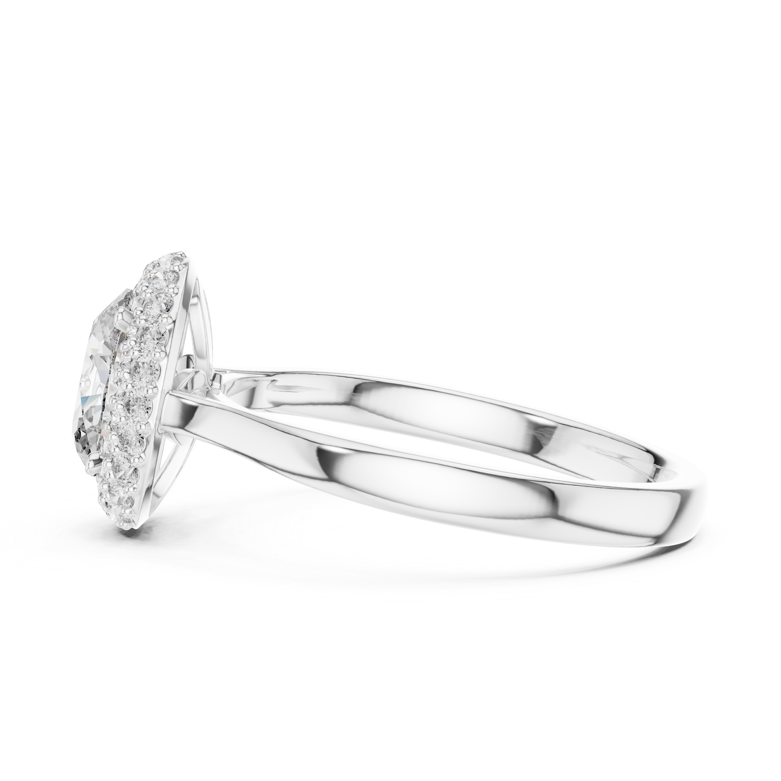 The Beauvechain Ring - Oval Halo Solitaire with Hidden Gallery