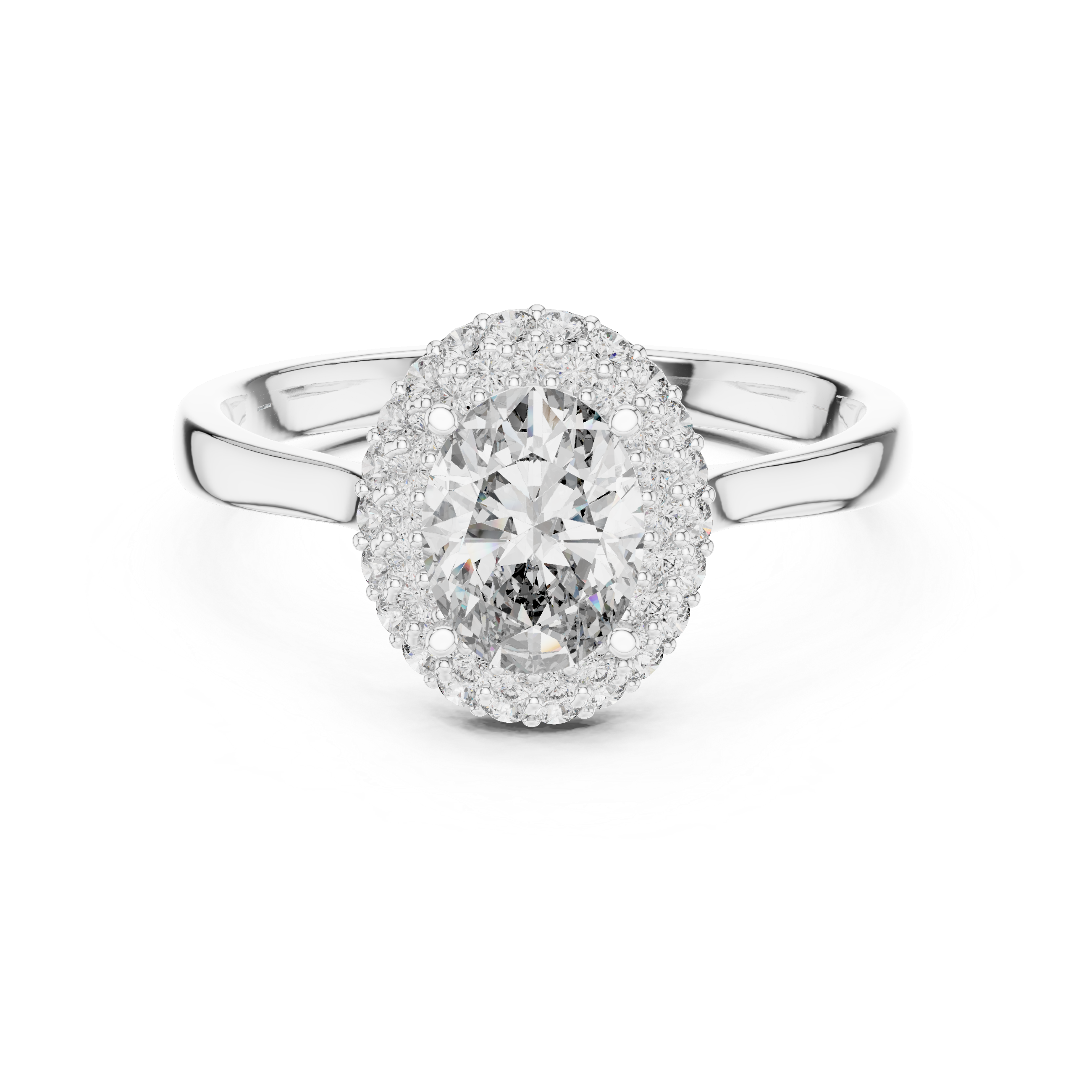 The Beauvechain Ring - Oval Halo Solitaire with Hidden Gallery