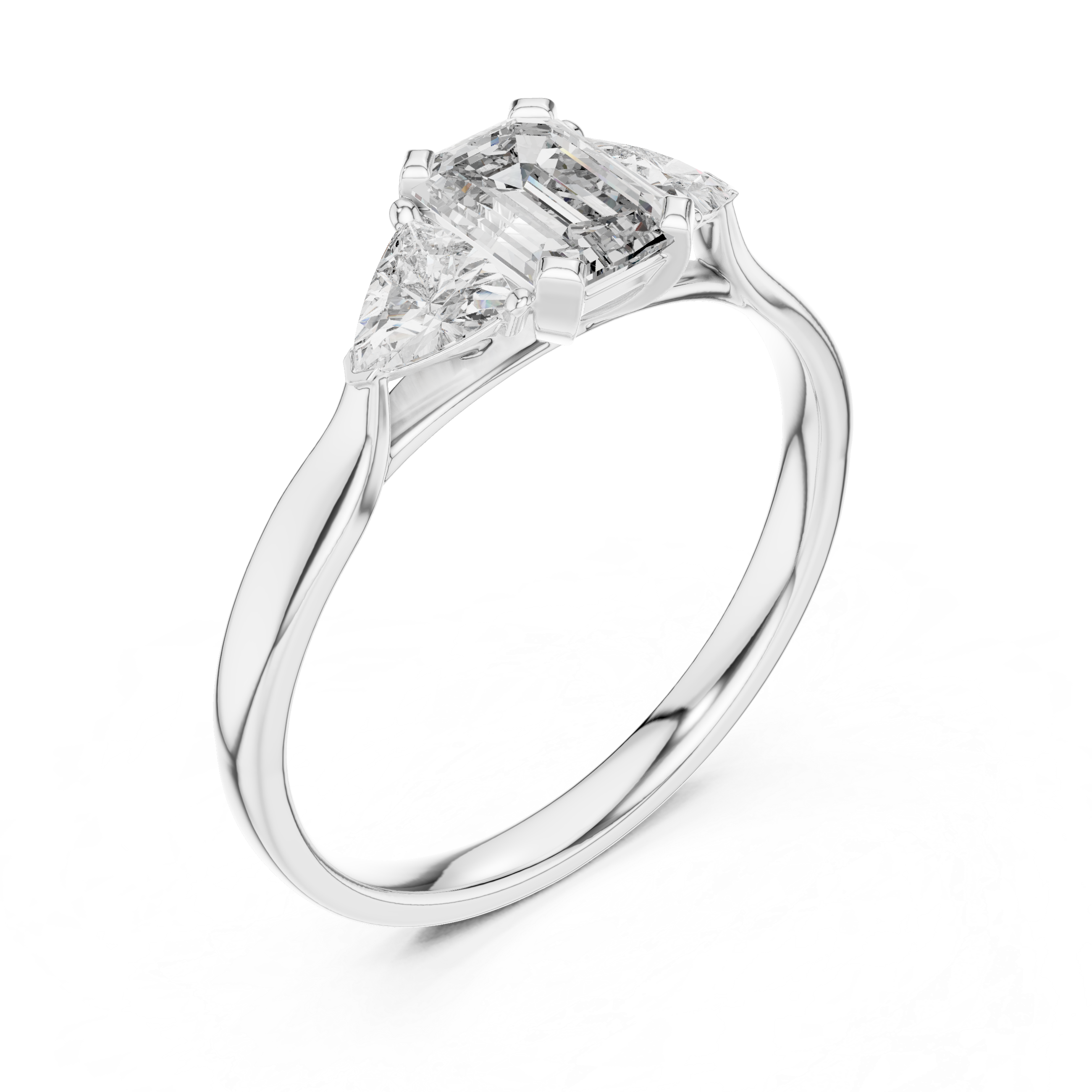 The Schilde Ring - Emerald Cut Three-Stone Engagement Ring