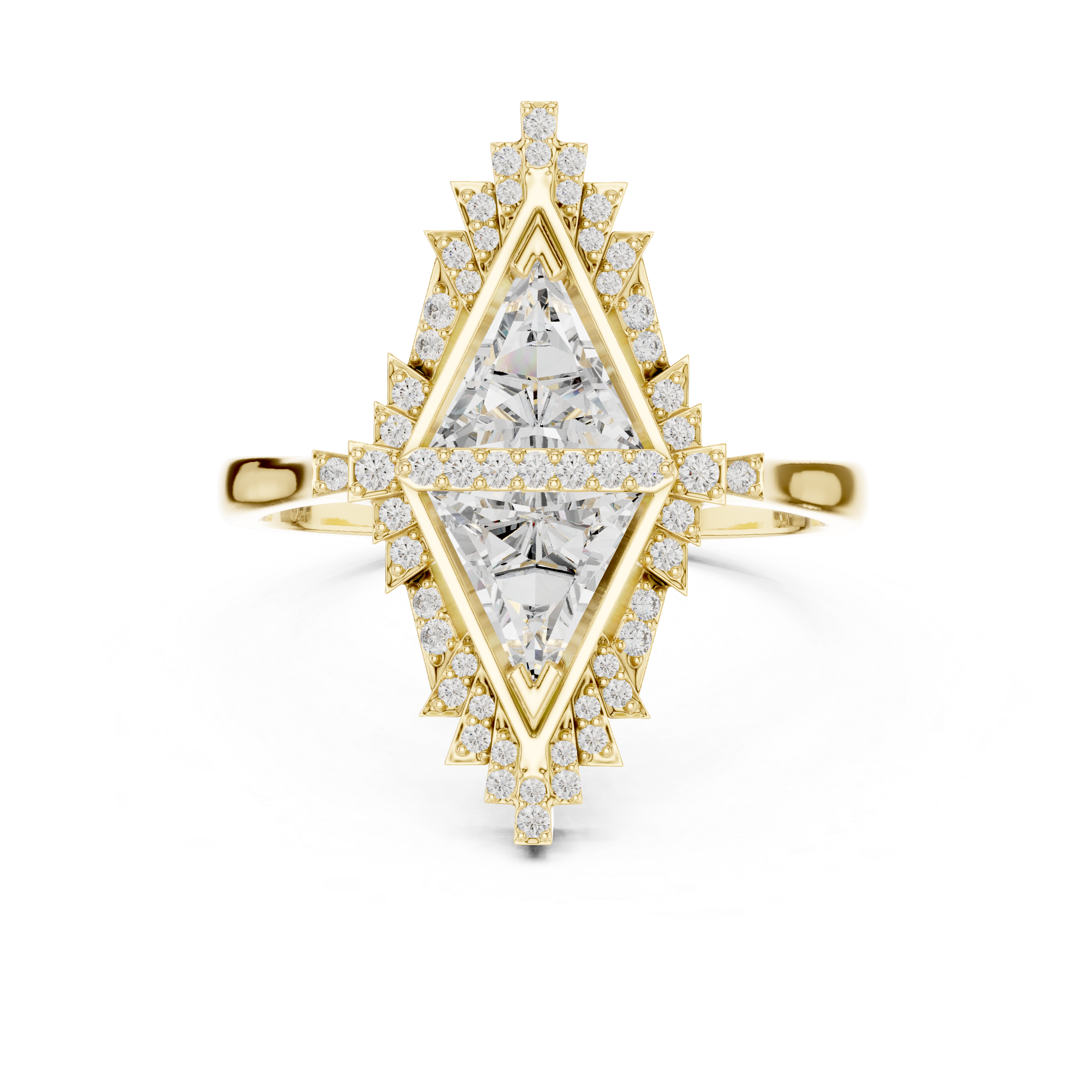The Wavre Ring - Twin Triangle Geometric Halo Ring