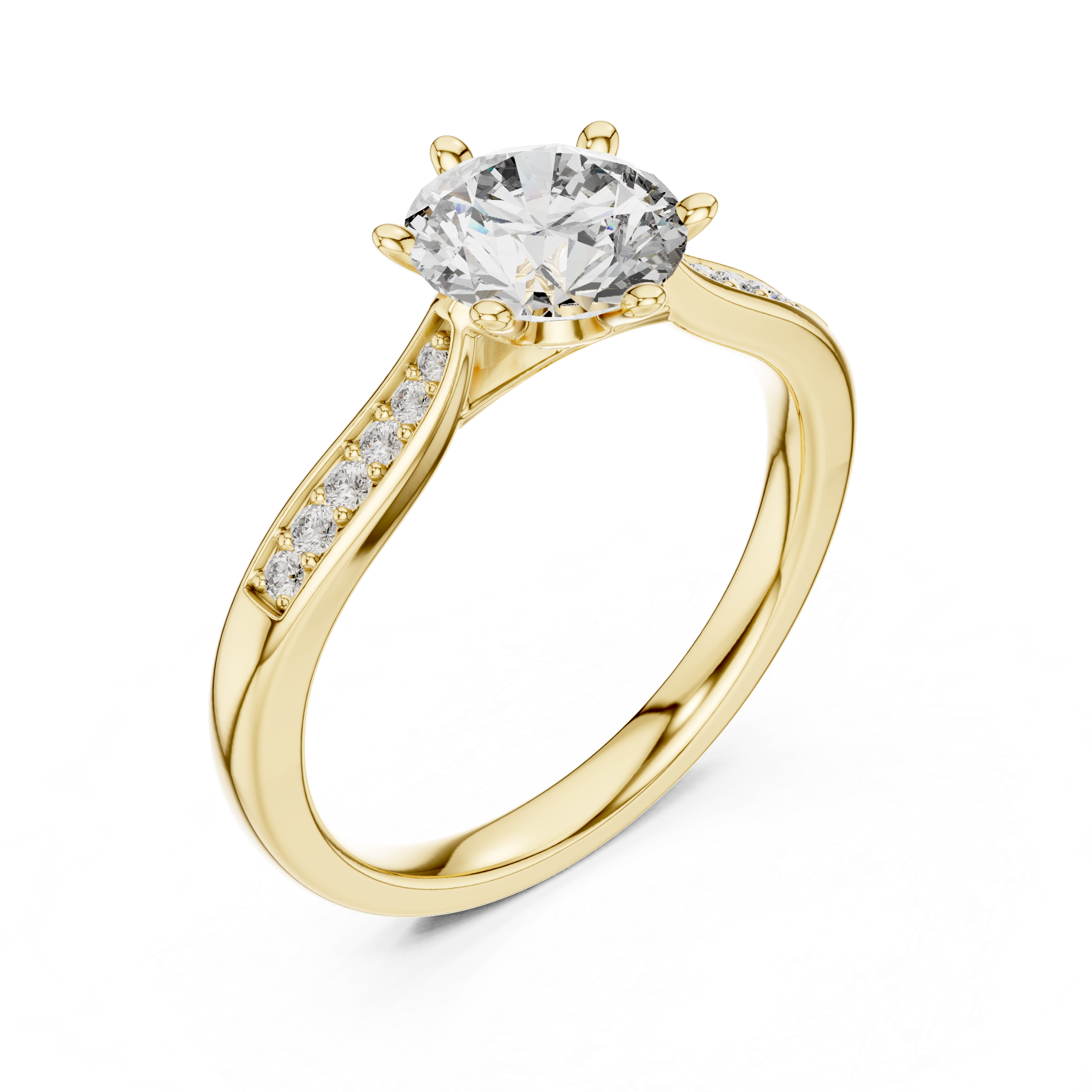 The Kapellen Ring - Round Brilliant Solitaire with Tapered Pavé Band