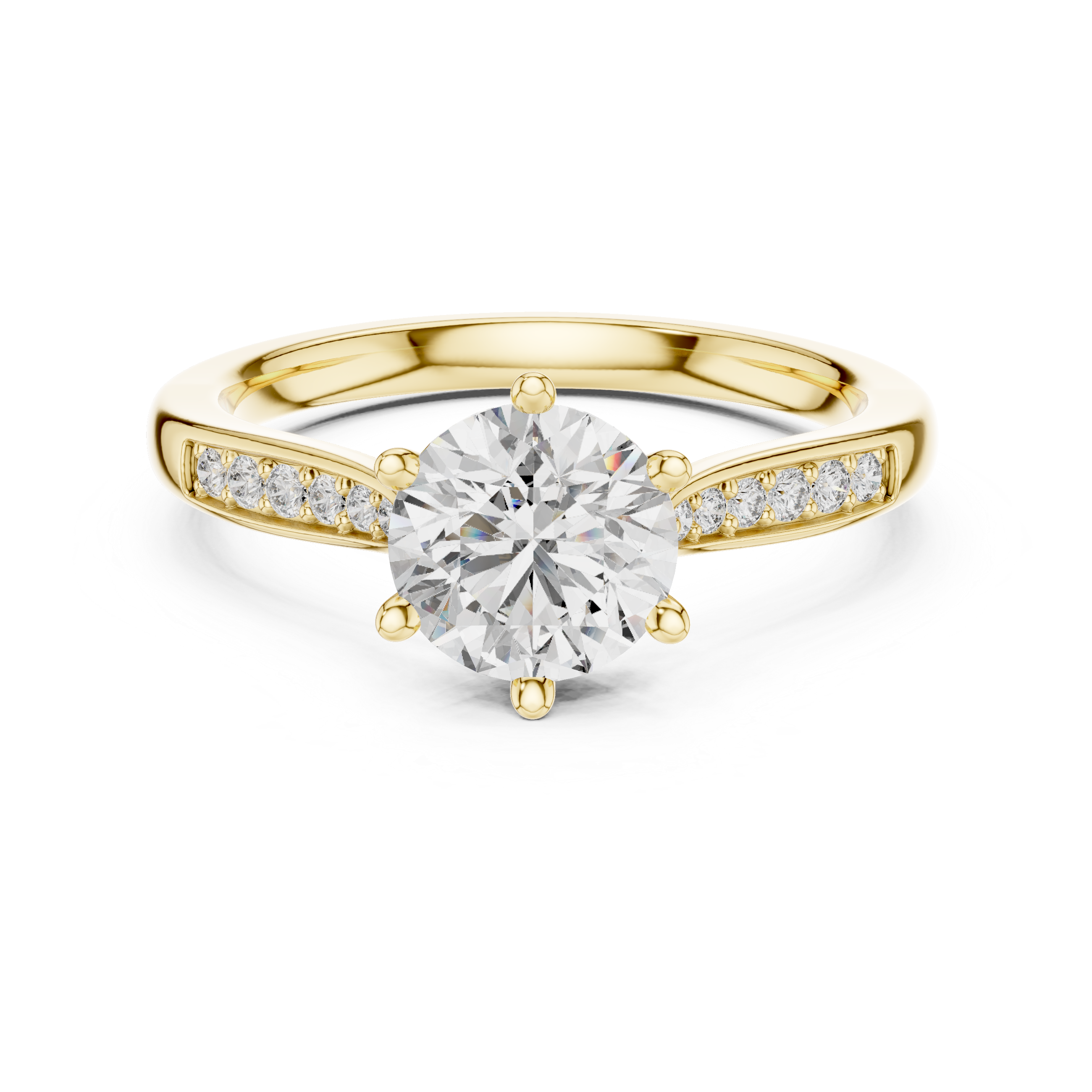The Kapellen Ring - Round Brilliant Solitaire with Tapered Pavé Band