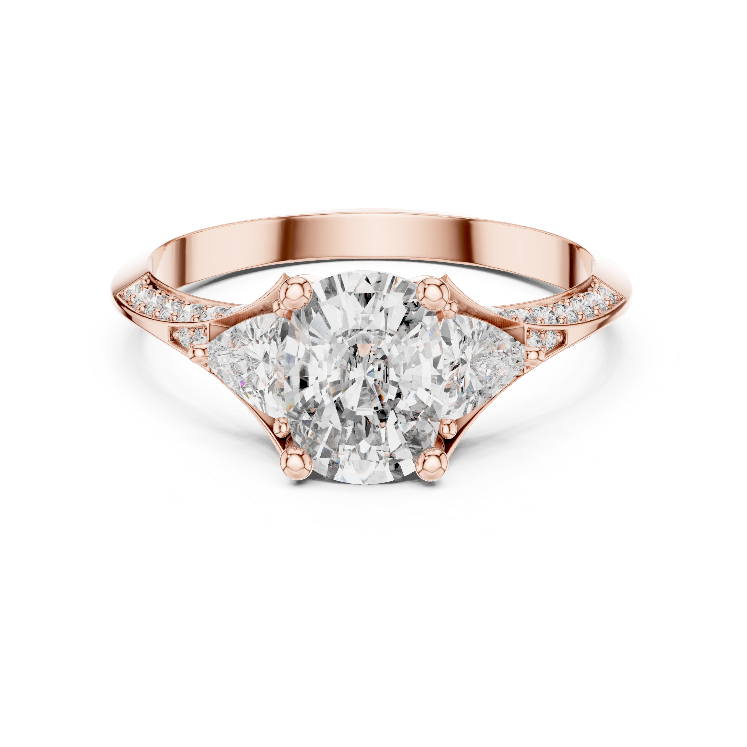 The Ottignies Ring - Cushion Cut Three-Stone Ring with Trillion Accents