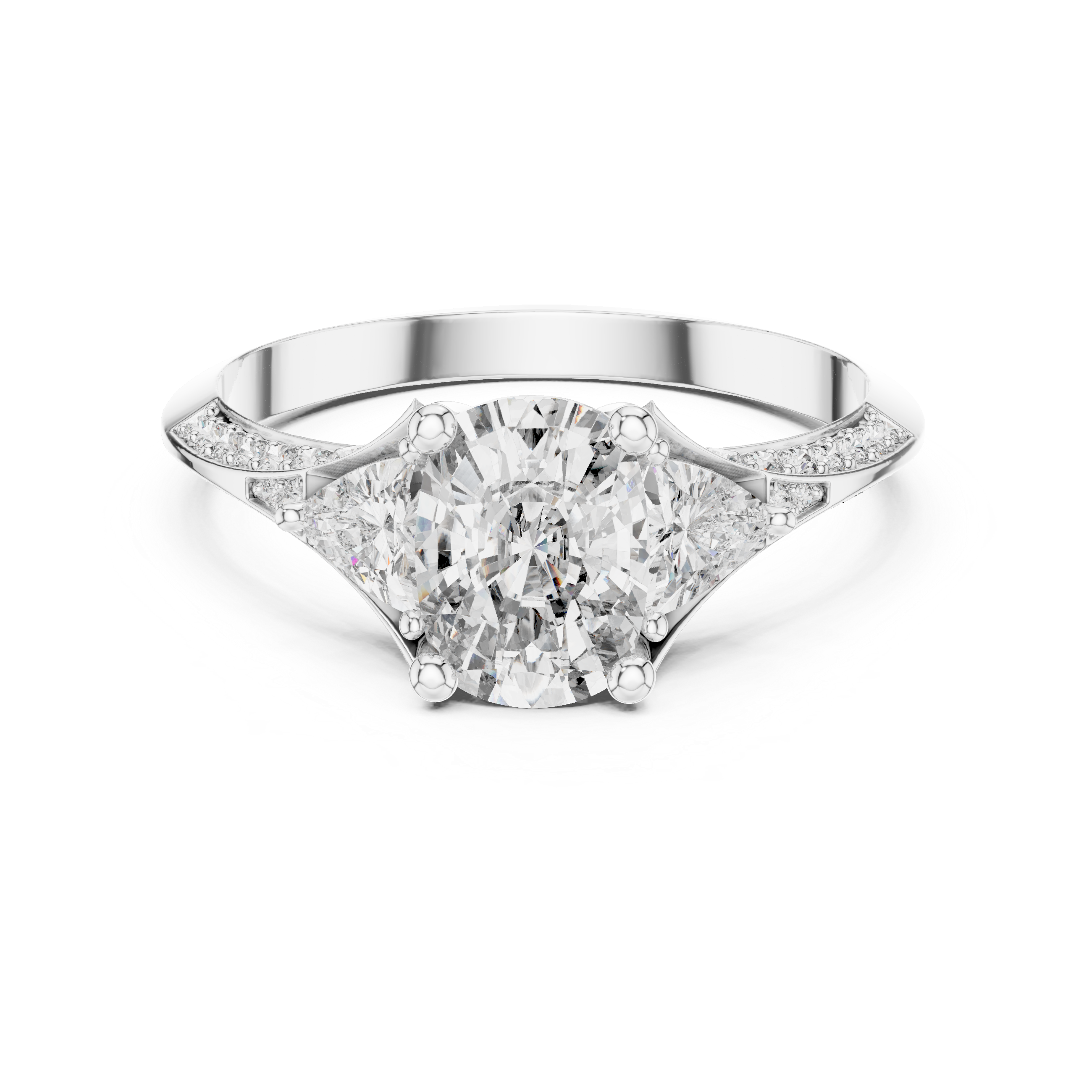 The Ottignies Ring - Cushion Cut Three-Stone Ring with Trillion Accents