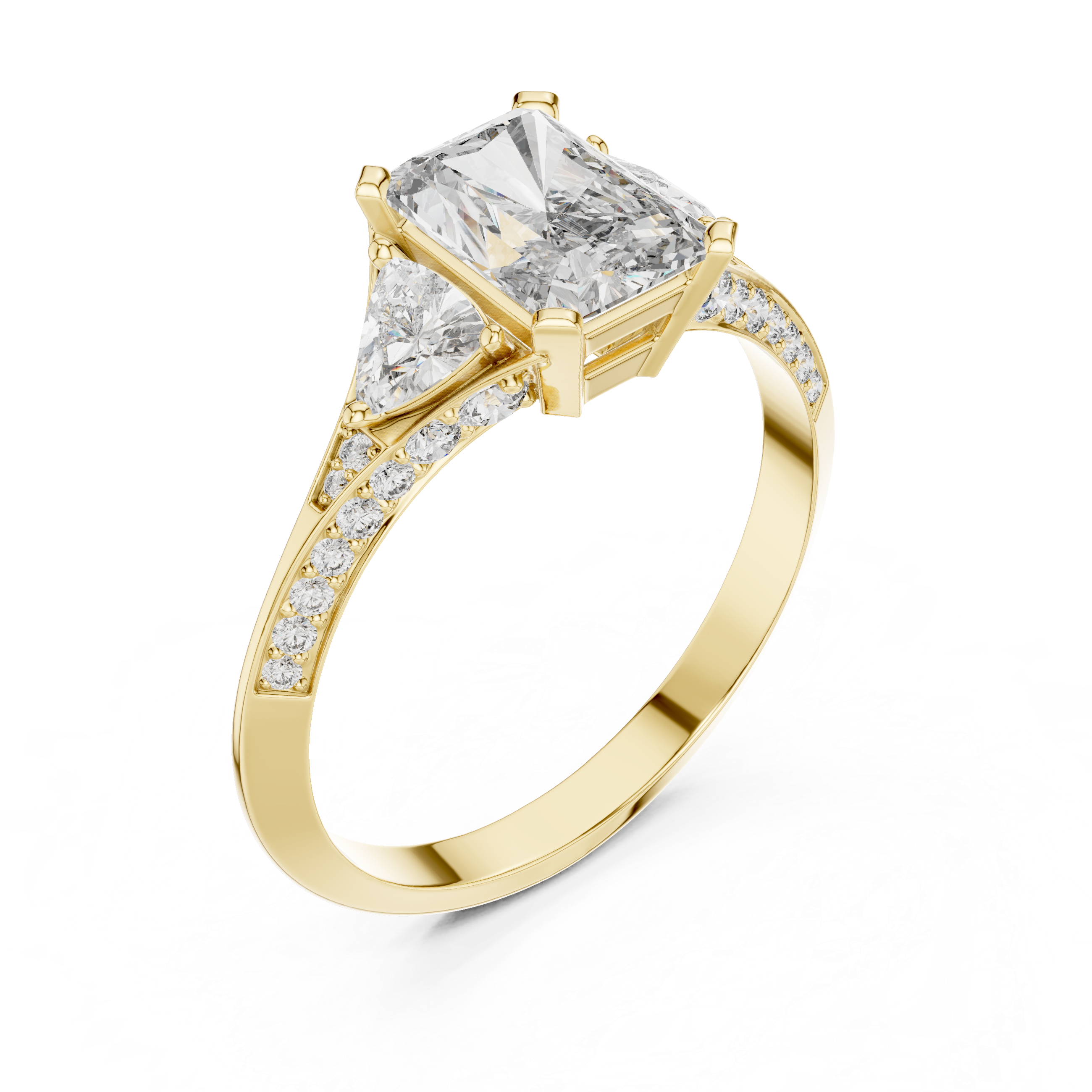 The Nazareth Ring - Radiant Cut Three-Stone Ring with Trillion Accents