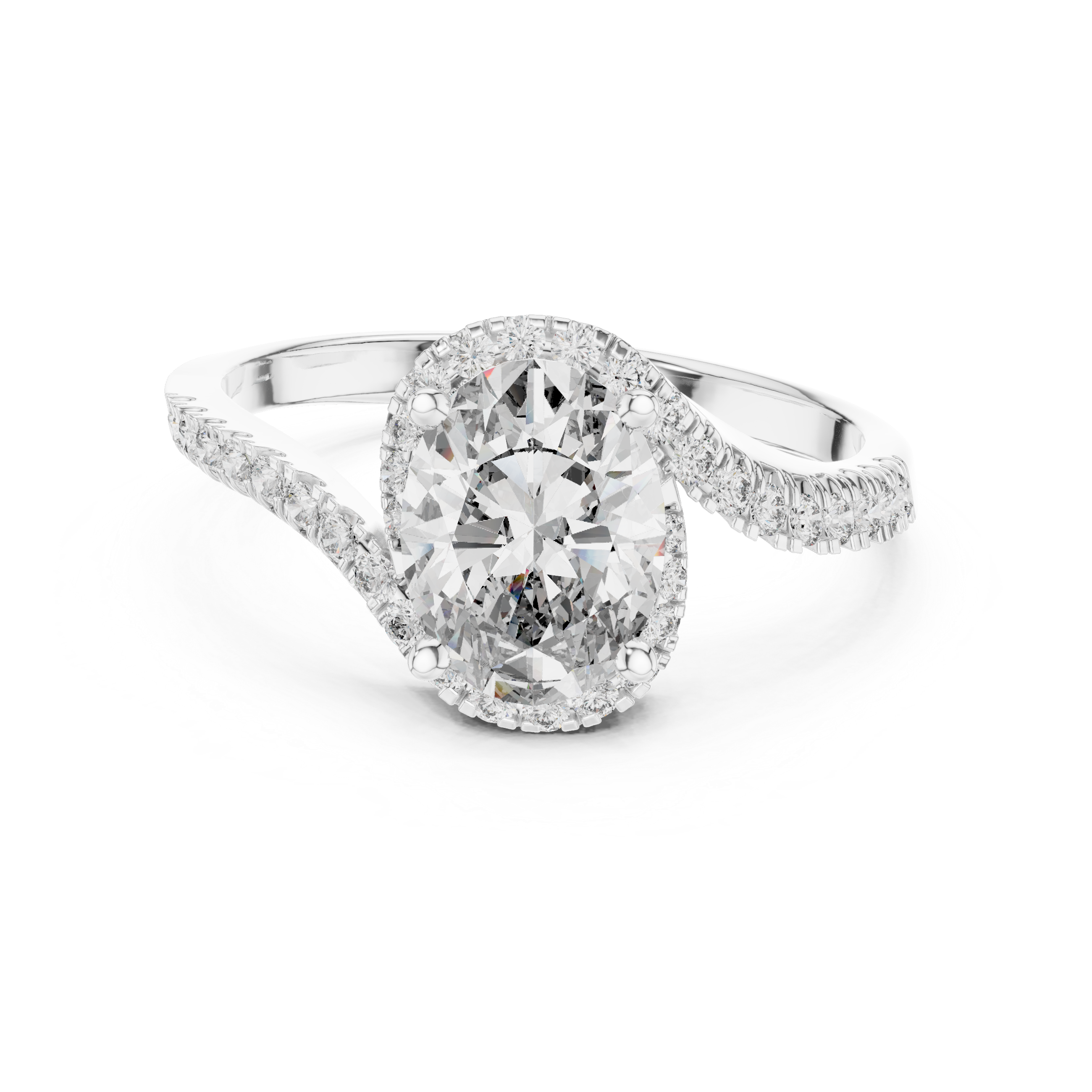 The Waregem Ring - Oval Halo with Twisted Pavé Band