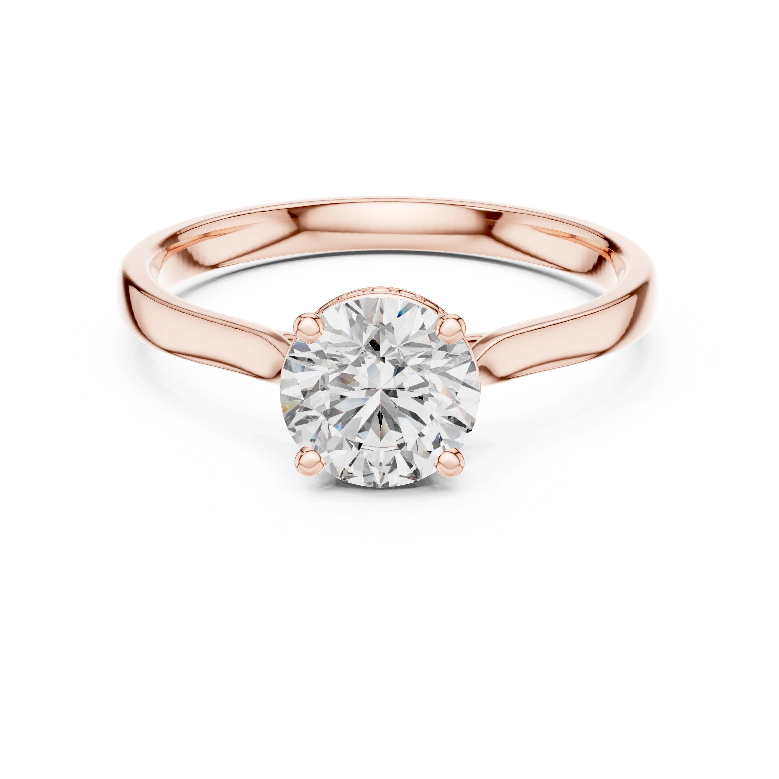 The Nivelles Ring - Round Solitaire with Hidden Halo & Petite Band