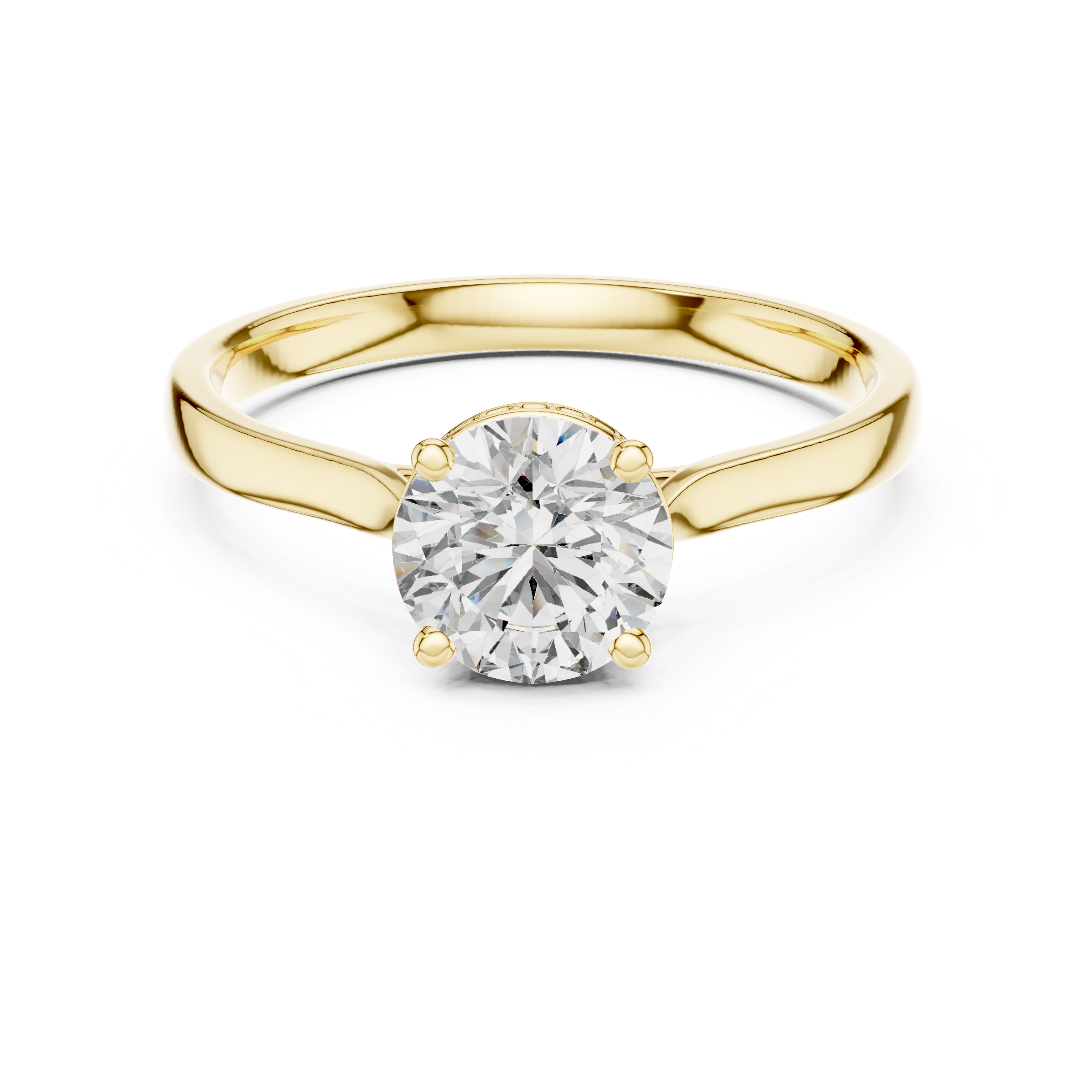 The Nivelles Ring - Round Solitaire with Hidden Halo & Petite Band