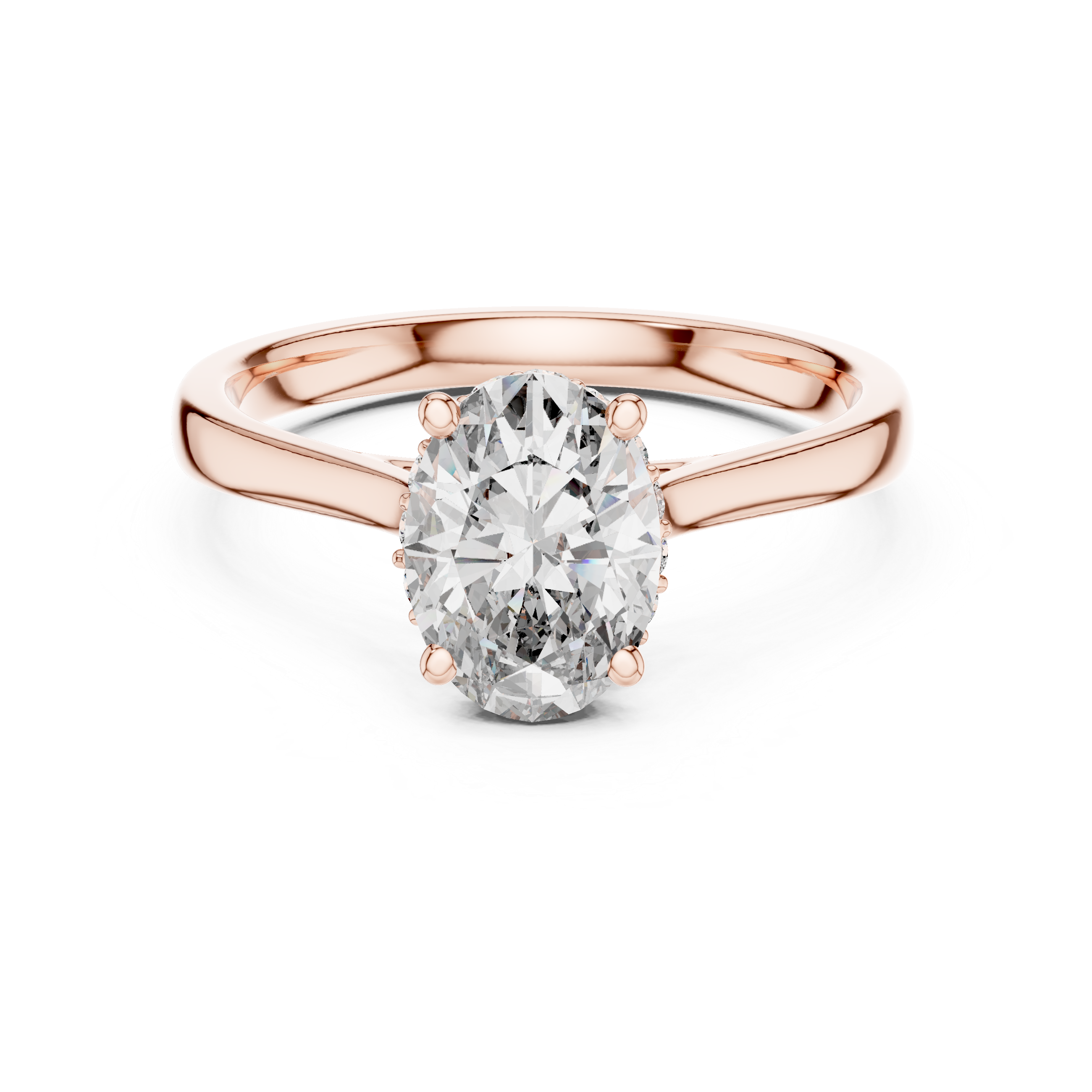 The Zemst Ring - Oval Cut Solitaire with Hidden Halo