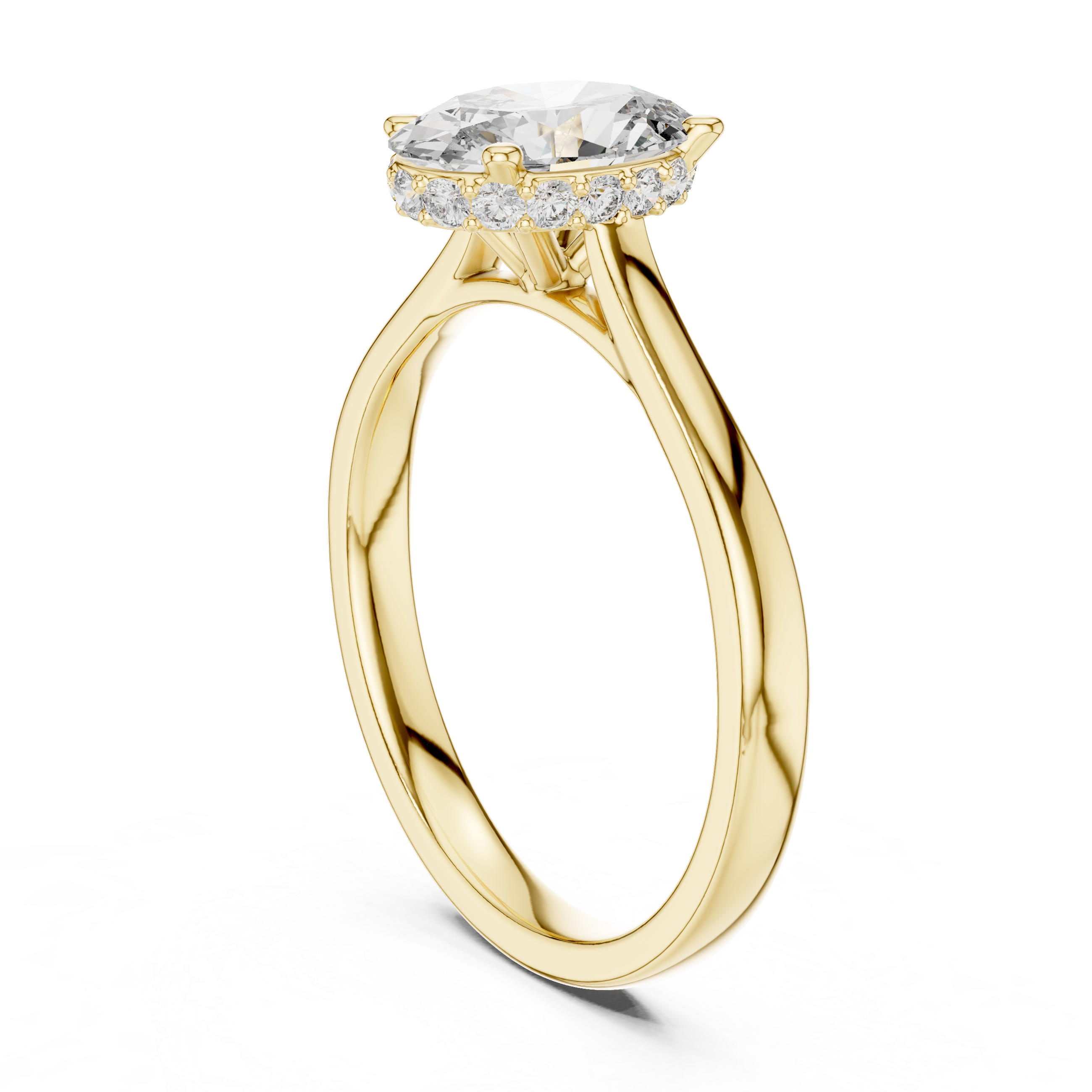 The Zemst Ring - Oval Cut Solitaire with Hidden Halo