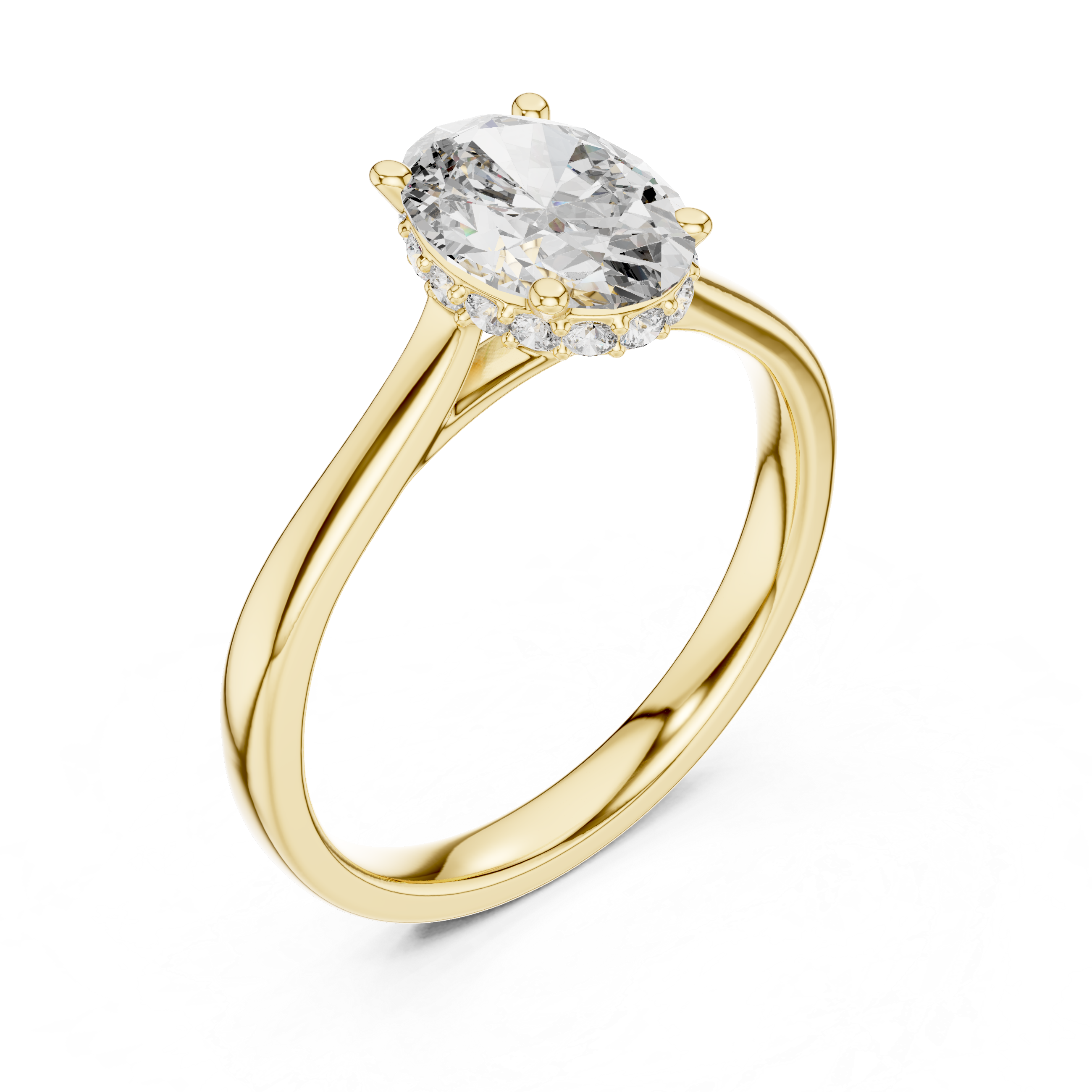 The Zemst Ring - Oval Cut Solitaire with Hidden Halo