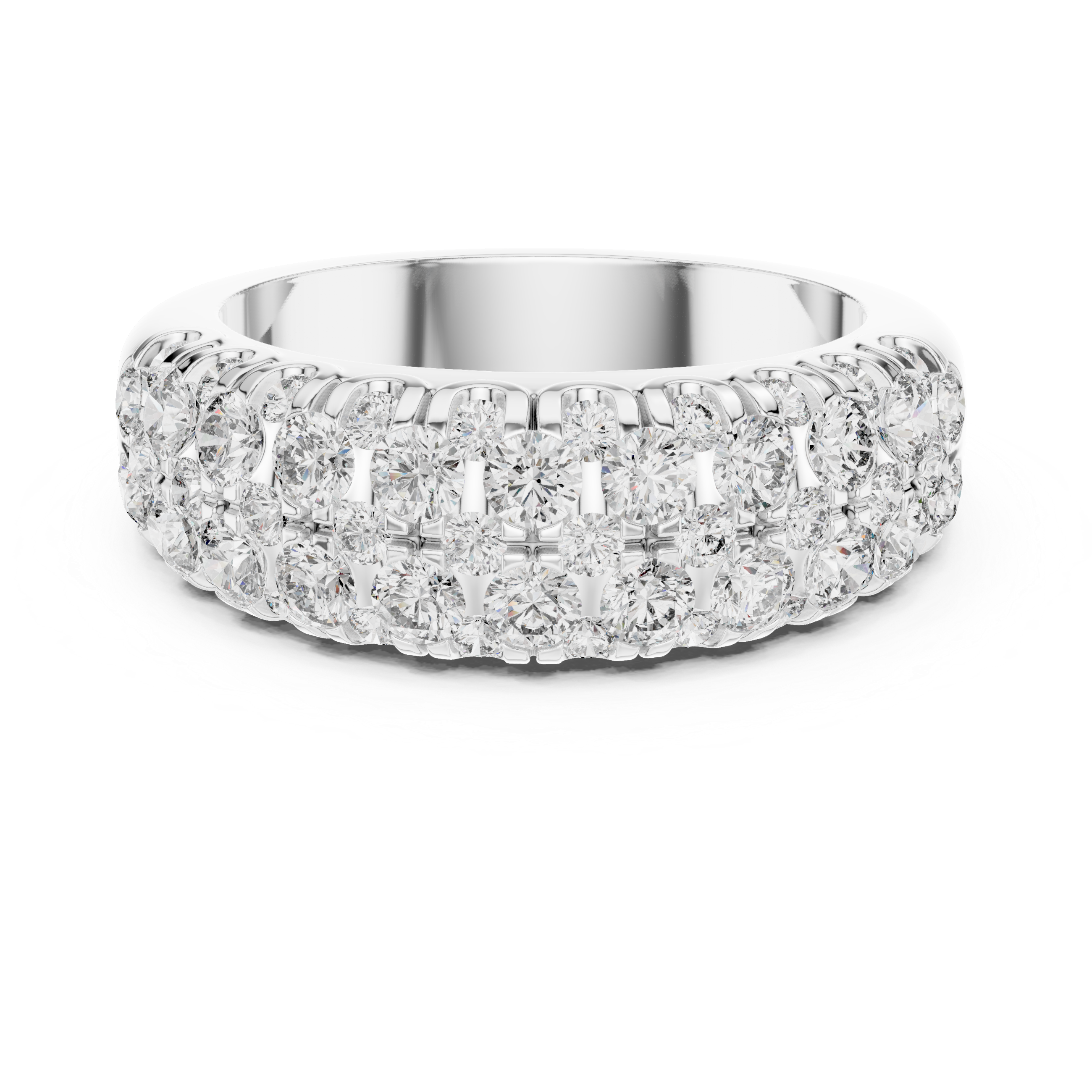 The Visby Ring - Wide Domed Pavé Diamond Band