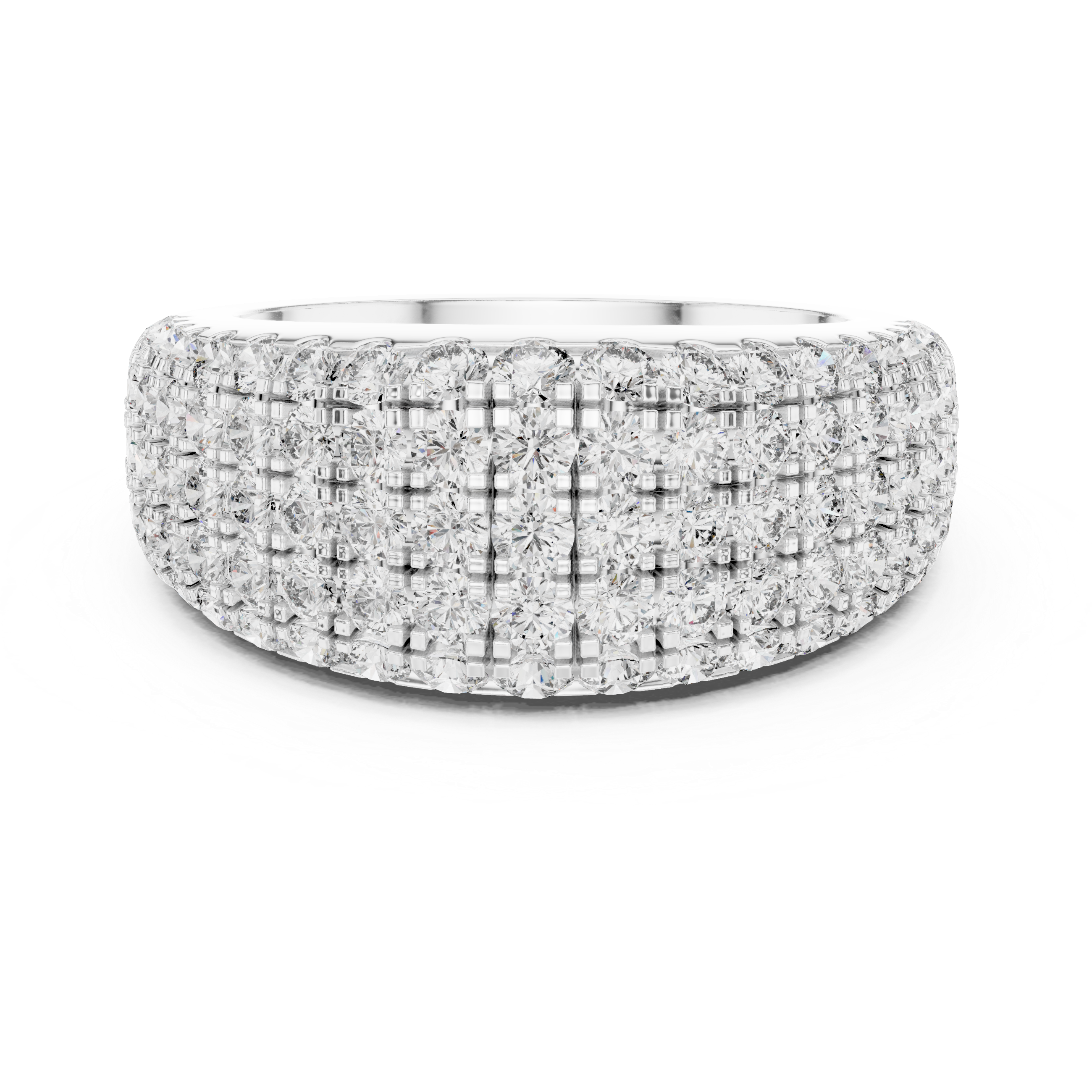 The Malmö Ring - Five-Row Wide Pavé Diamond Band