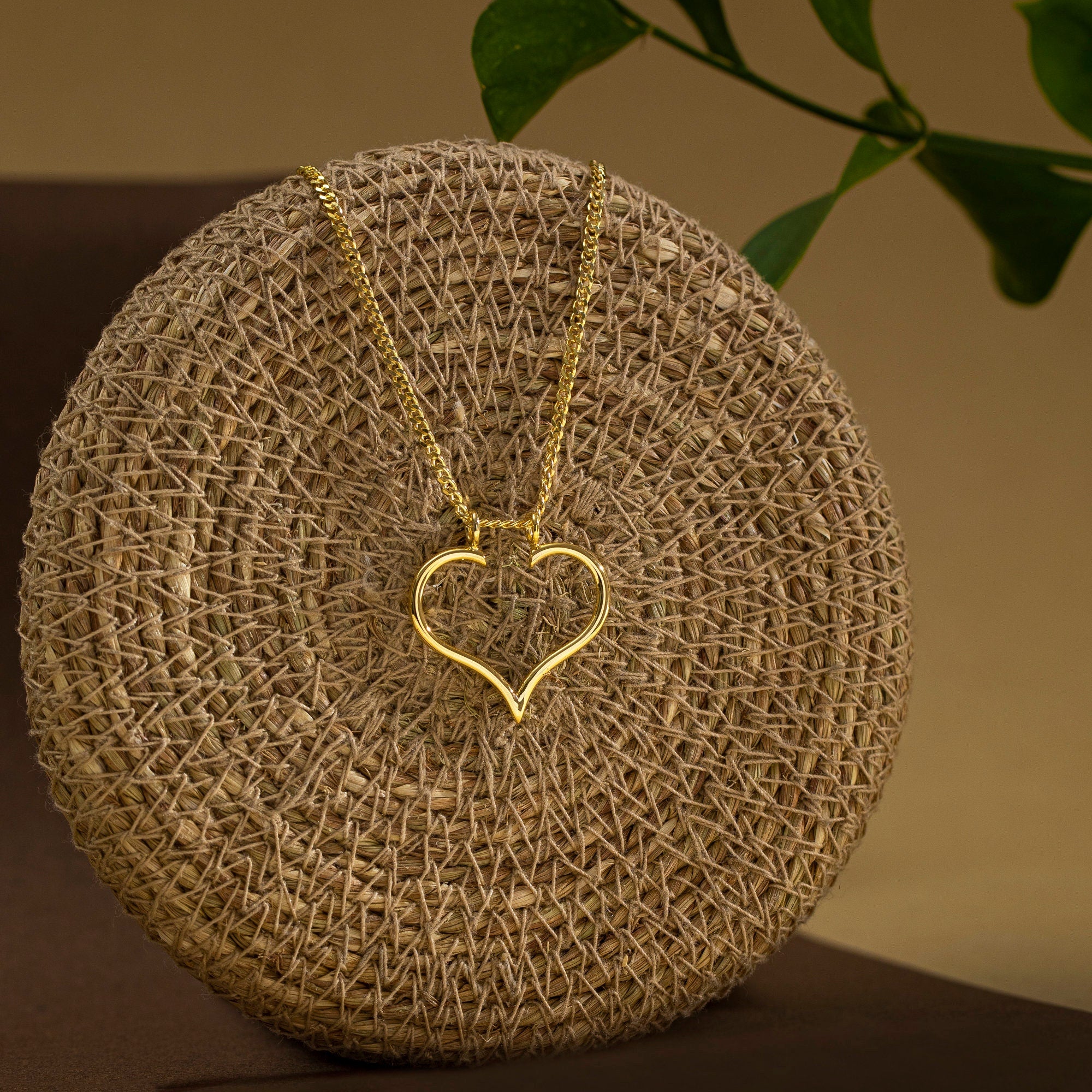 14K Solid Gold Heart Ring Holder Necklace