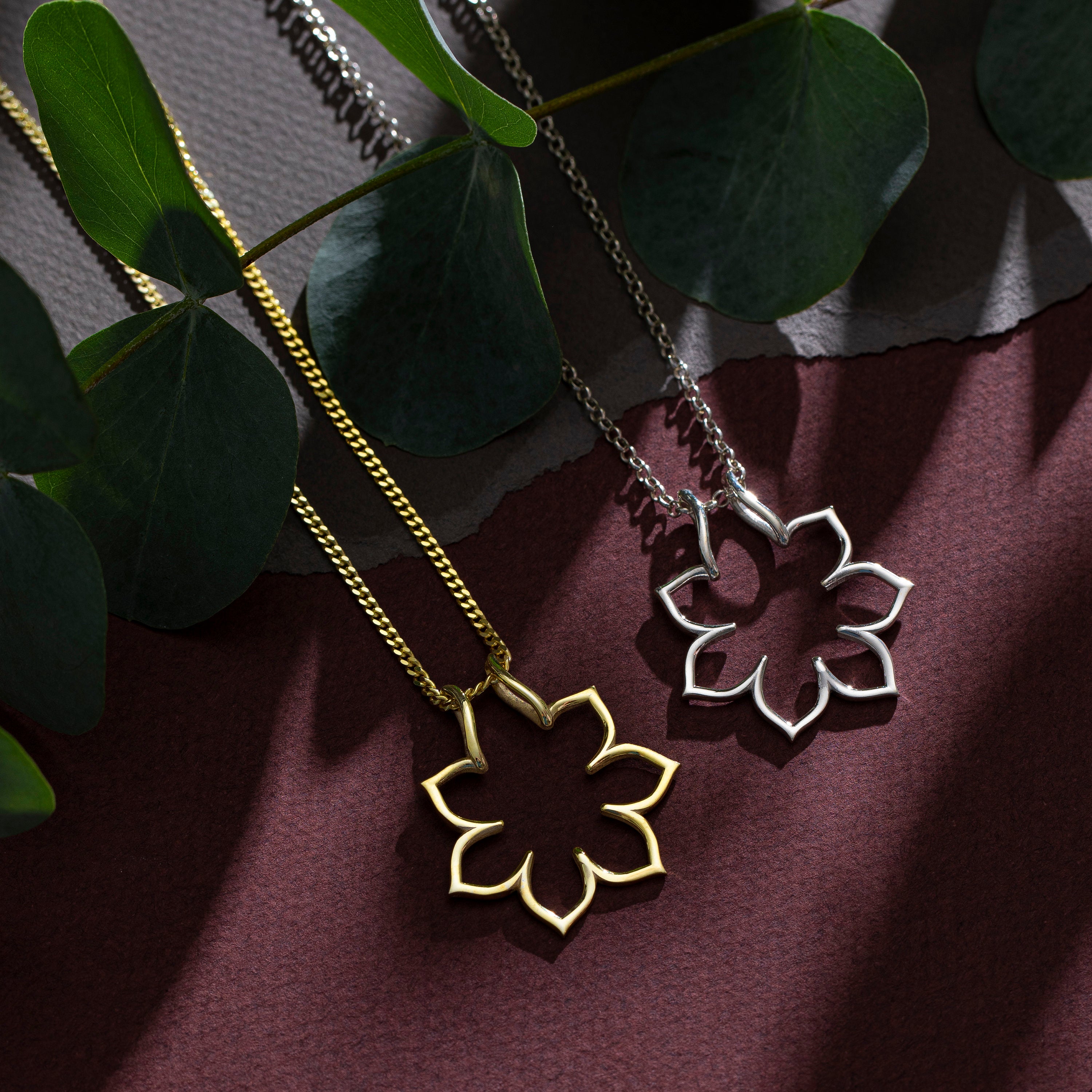 Sunflower Ring Holder Necklace, 14K White Gold