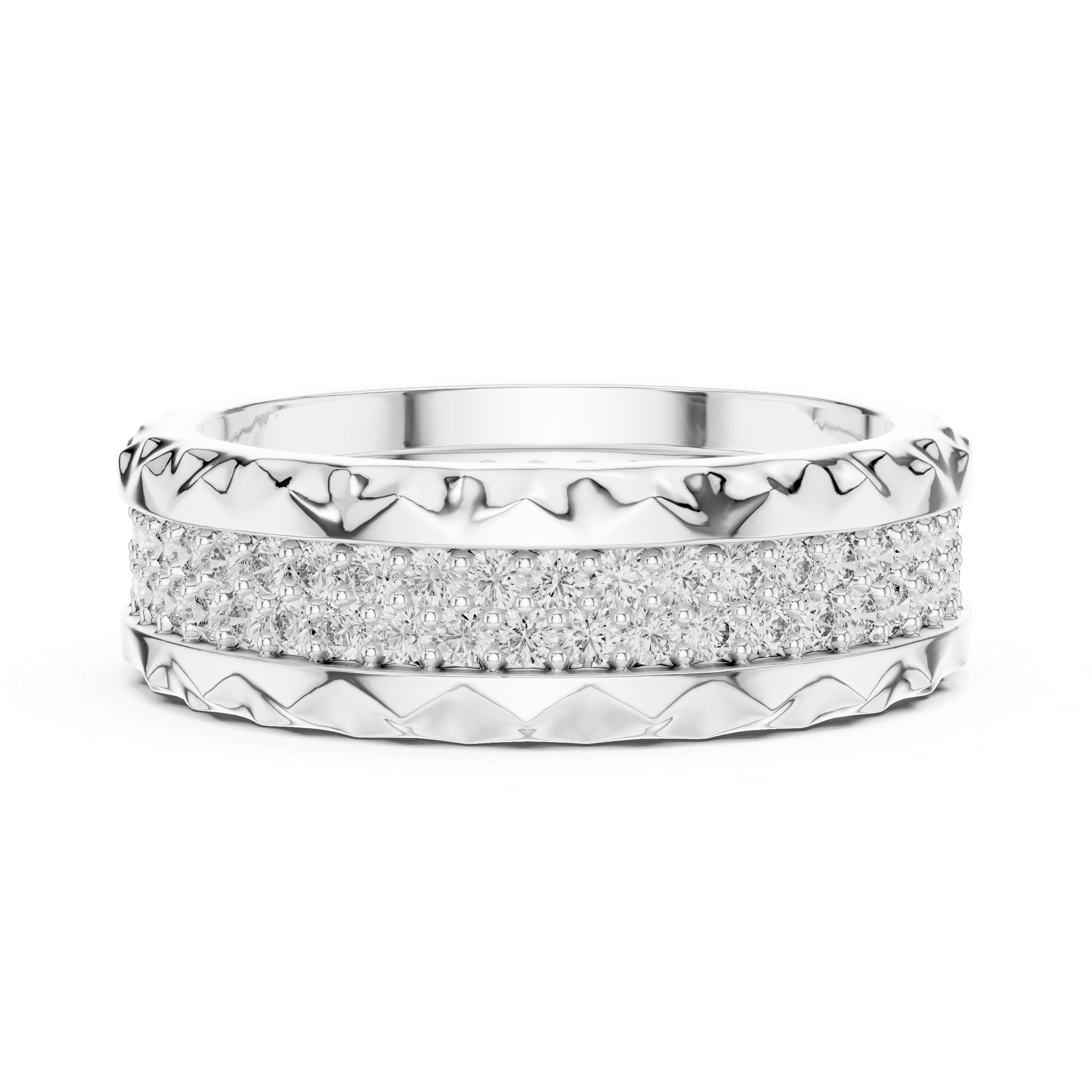 The Arlon Ring - Double Row Pyramid Texture Wide Band