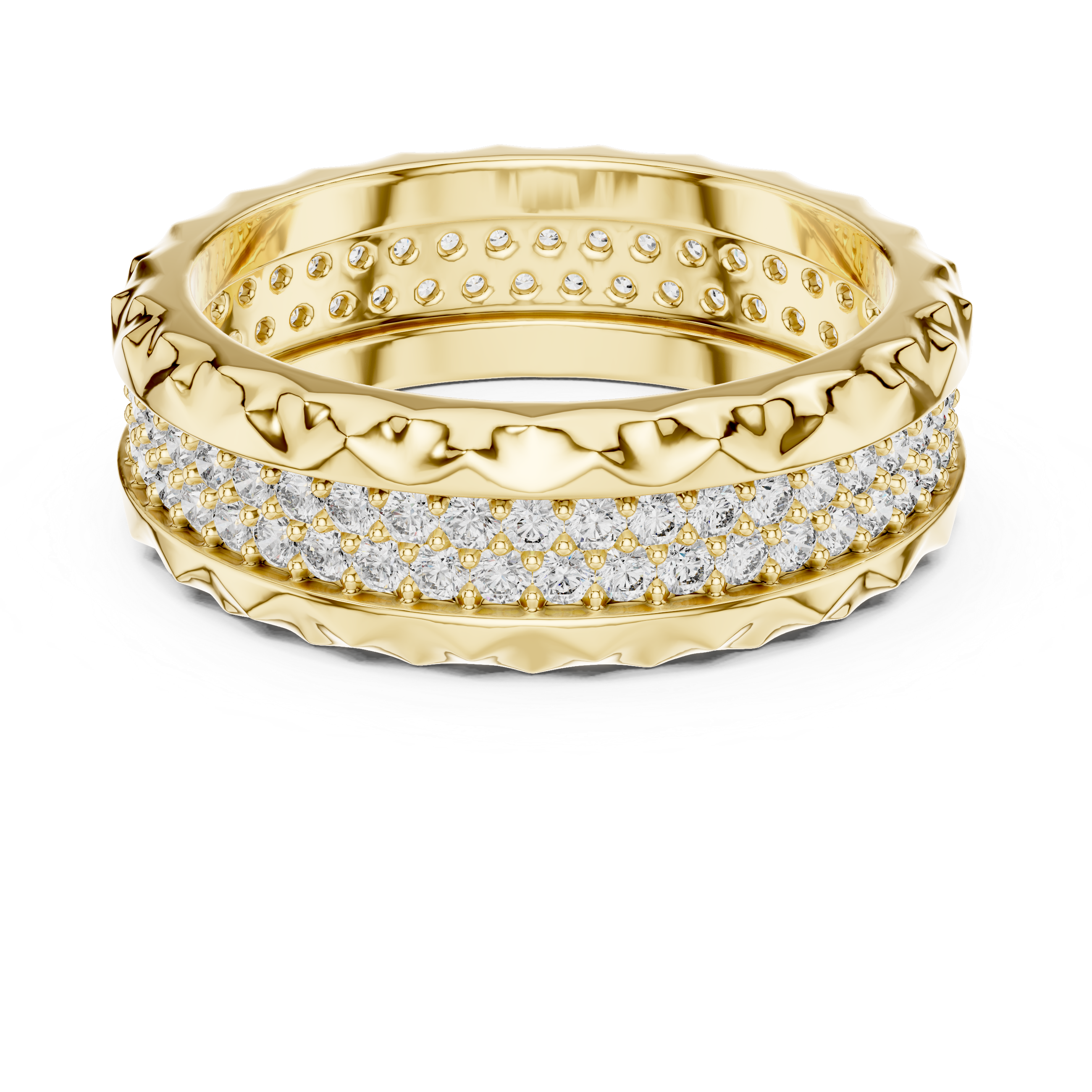 The Arlon Ring - Double Row Pyramid Texture Wide Band