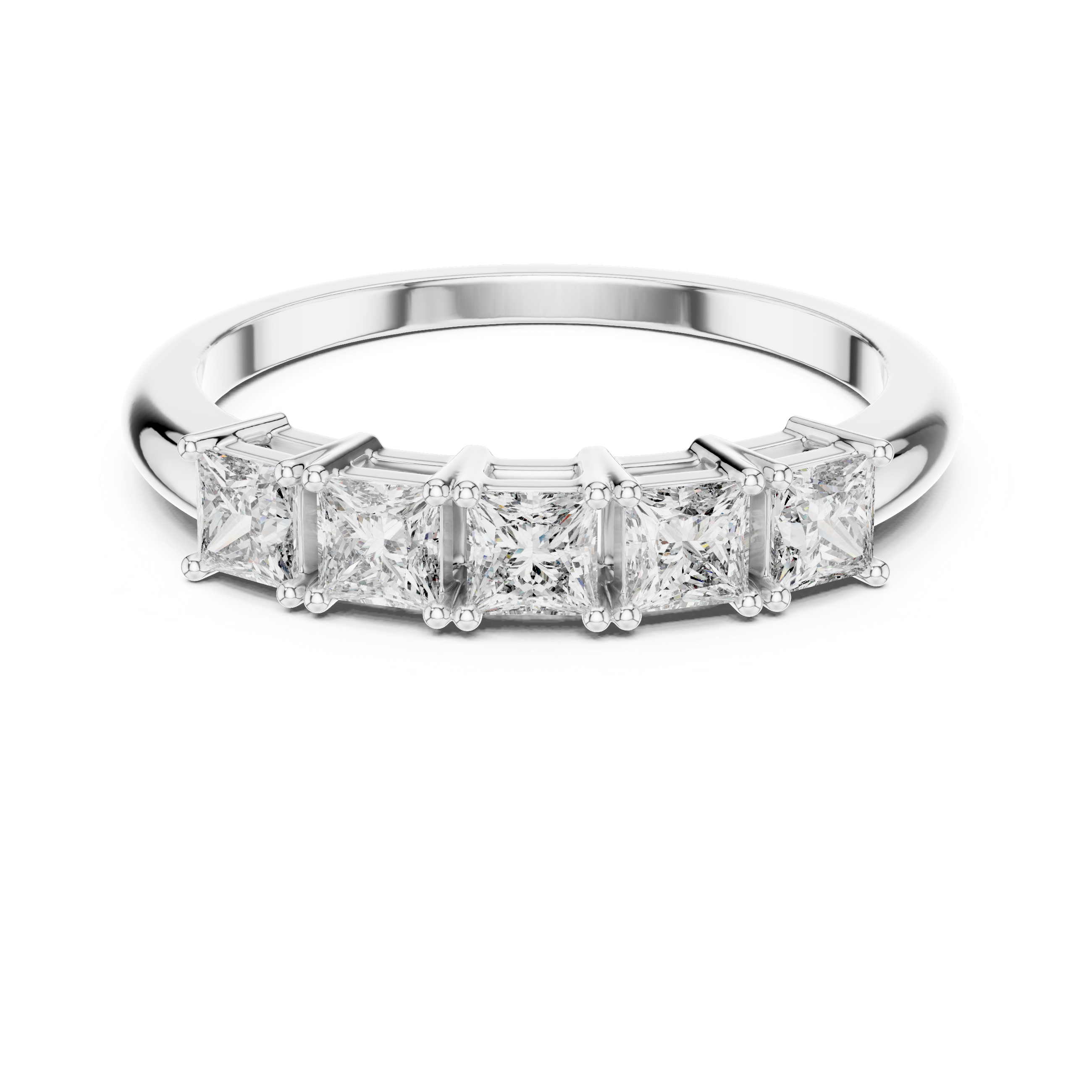 The Tournai Ring - Five Stone Princess Cut Diamond Wedding Band