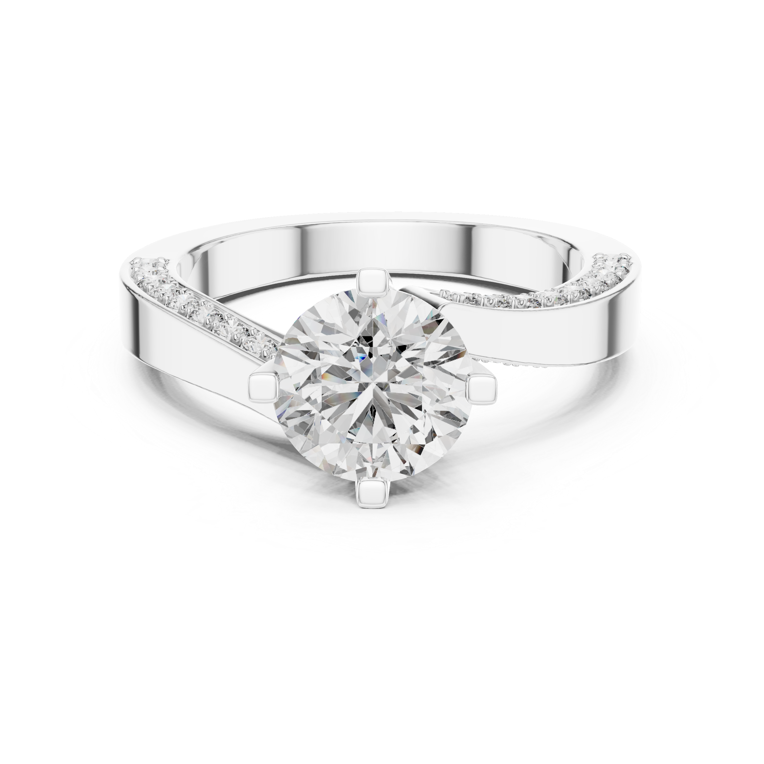 The Dinant Ring - Round Cut Twisted Pavé Engagement Ring