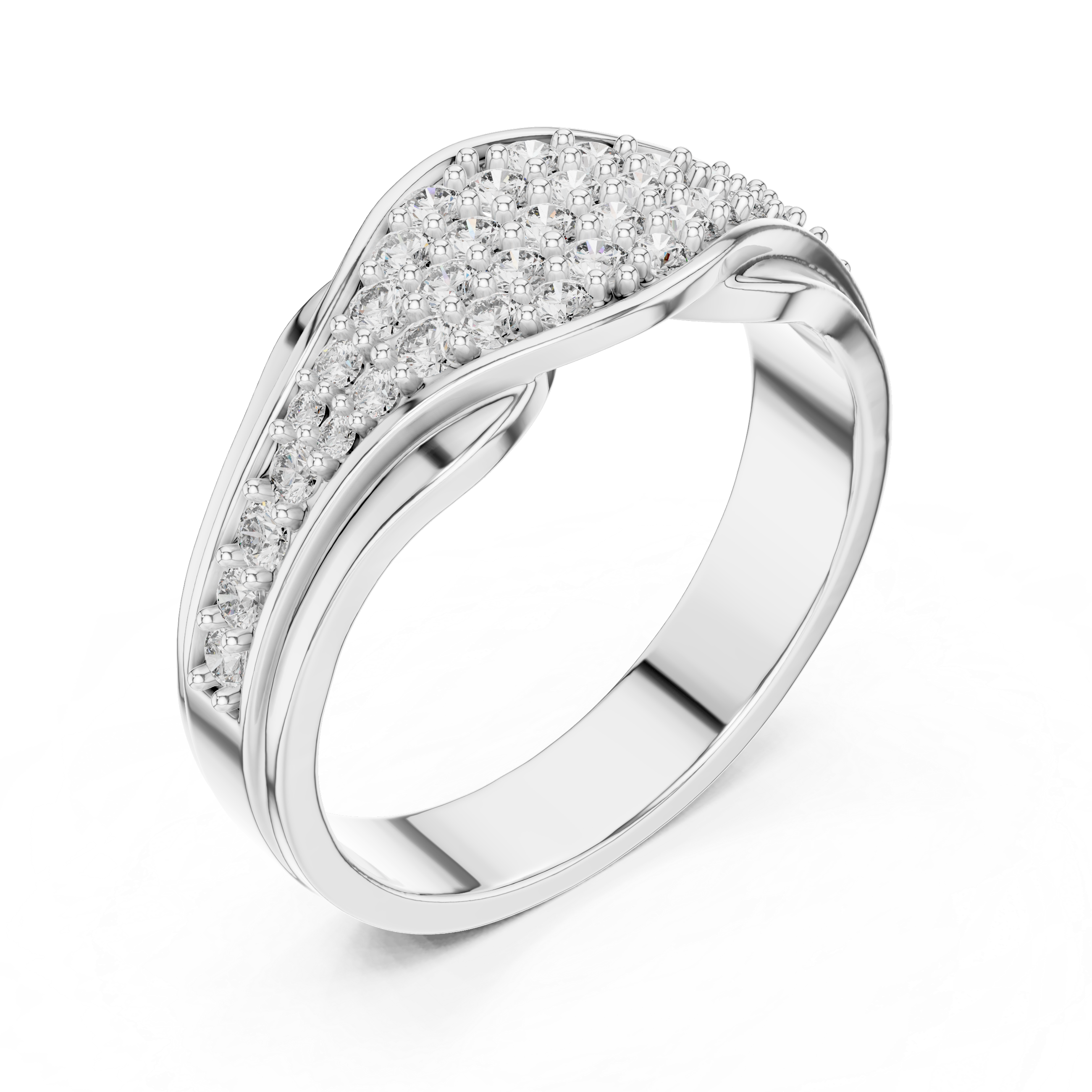 The Bornholm Ring - Wide Pavé Wave Statement Band