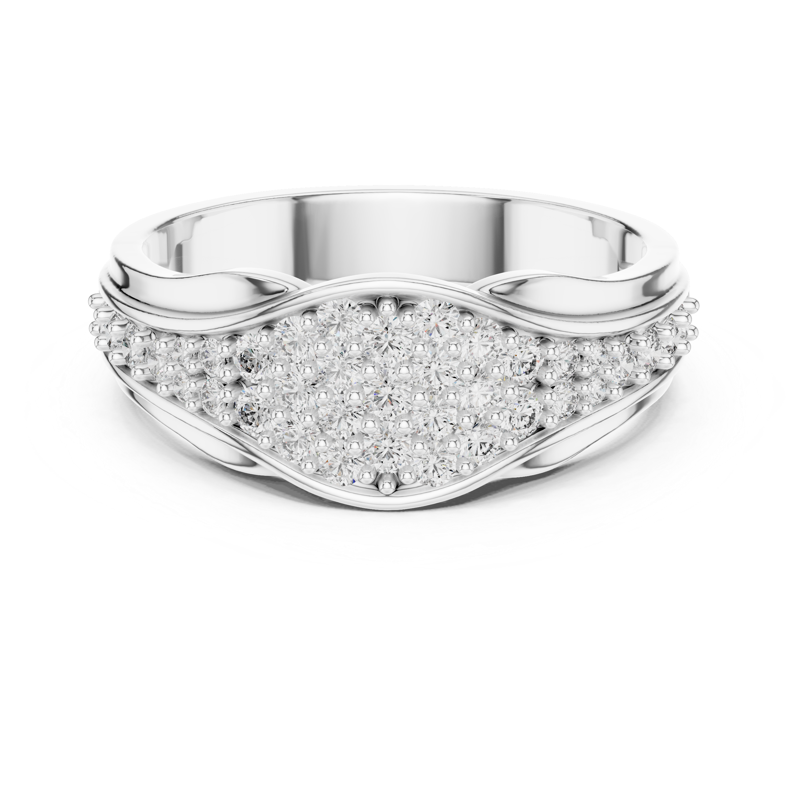 The Bornholm Ring - Wide Pavé Wave Statement Band