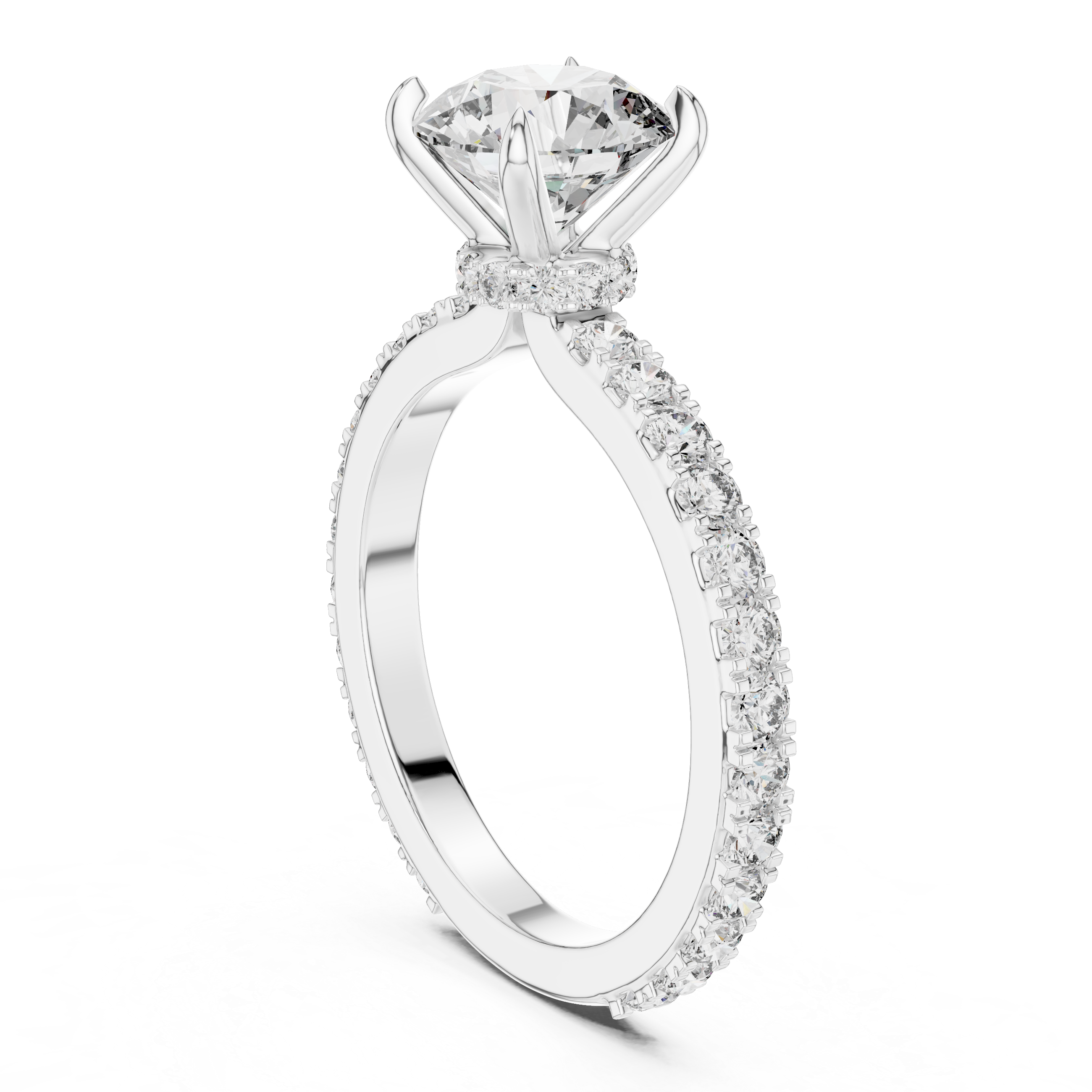 The Alkmaar Ring - Hidden Halo Pavé Engagement Ring