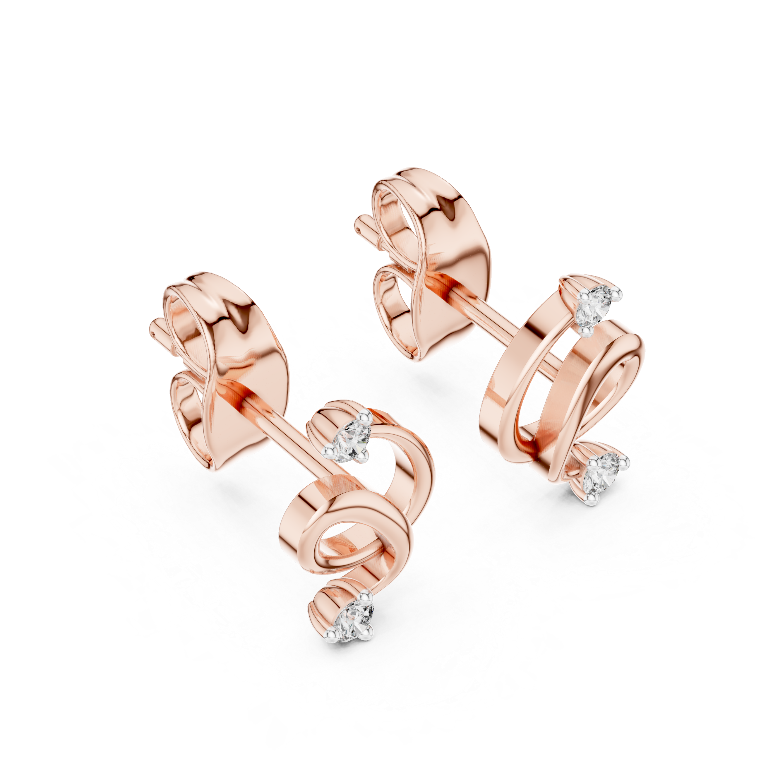 The Kinsale Earrings - Sculptural Diamond Spiral Studs