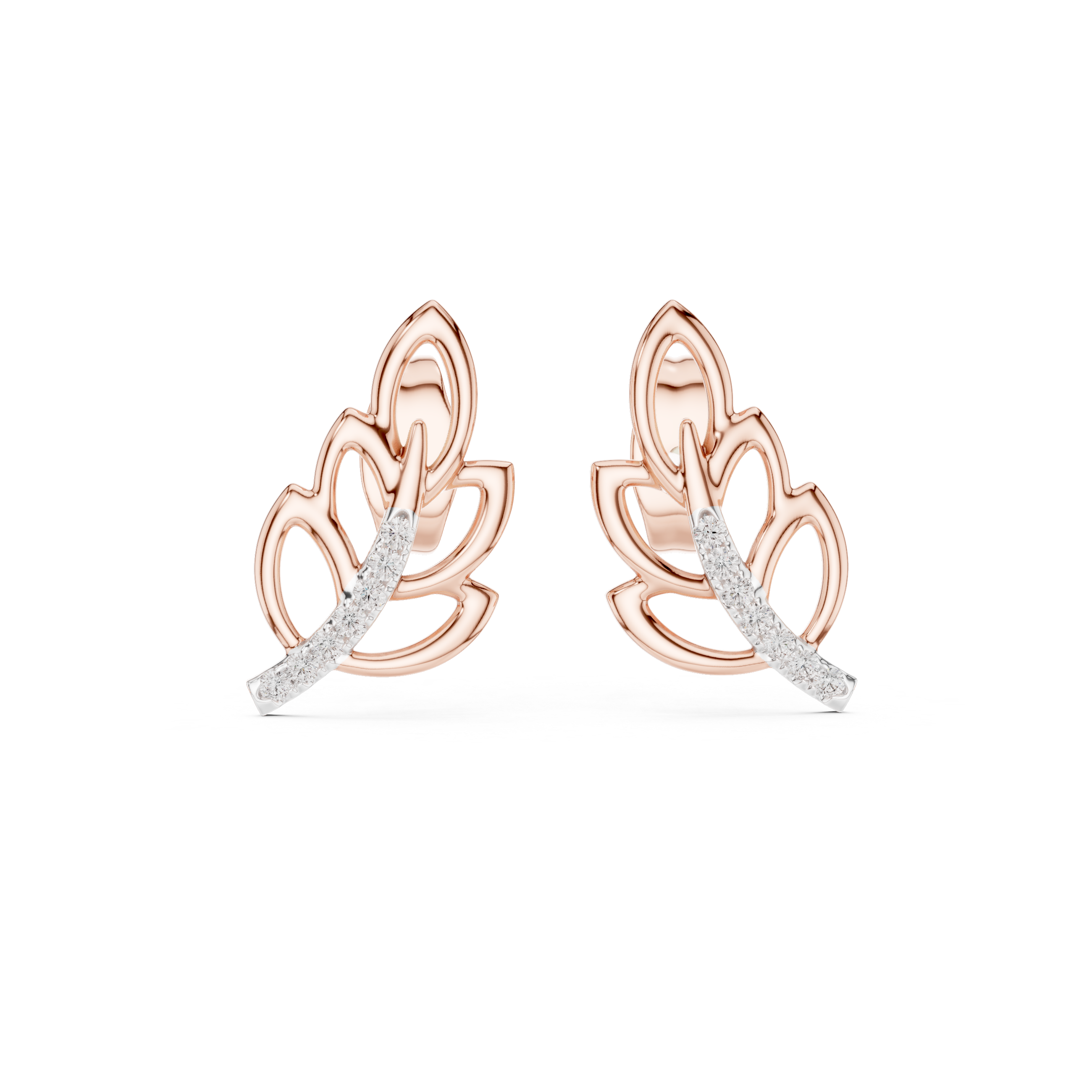 The Galway Earrings - Diamond Pave Leaf Studs