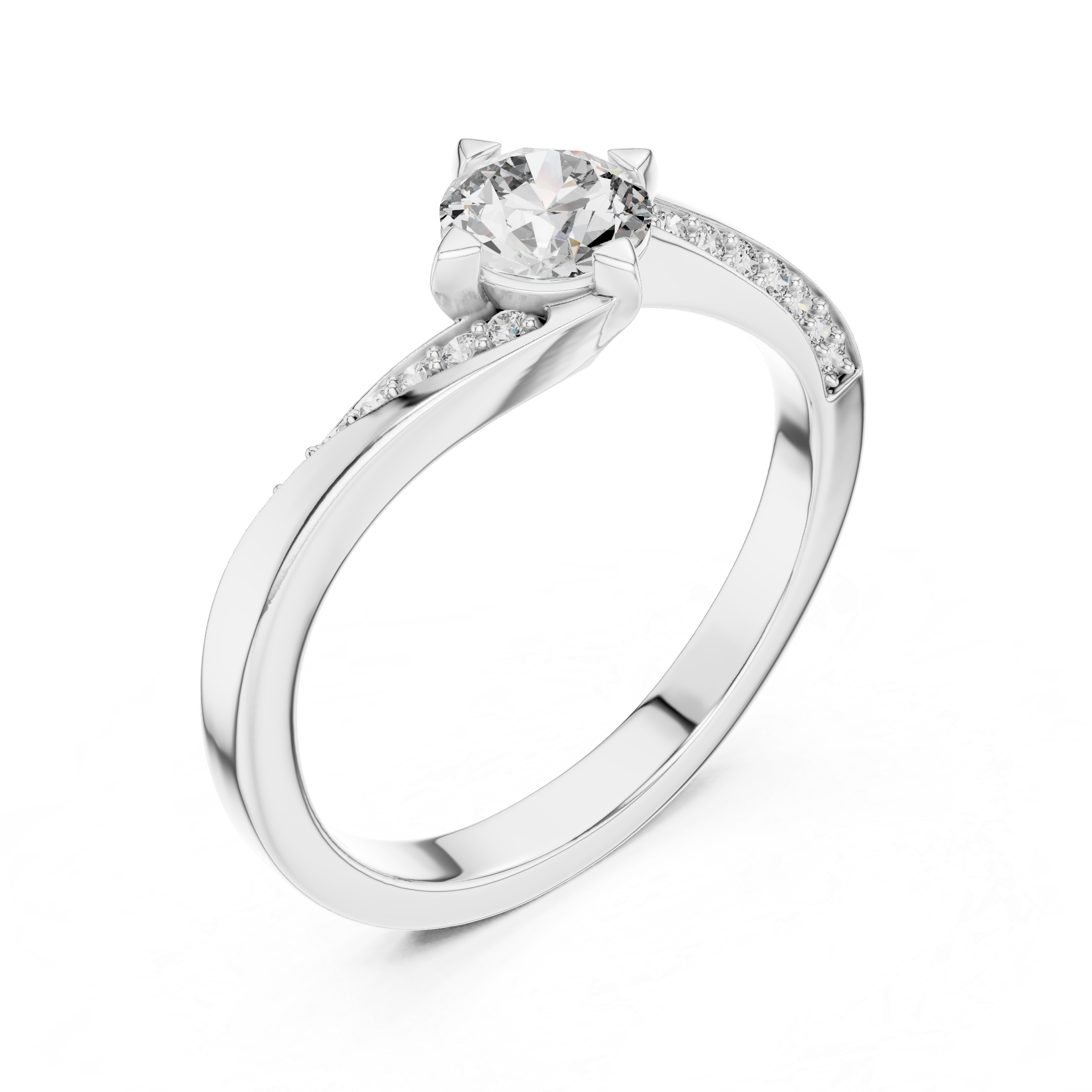 The Drogenbos Ring - Round Solitaire Twist Engagement Ring