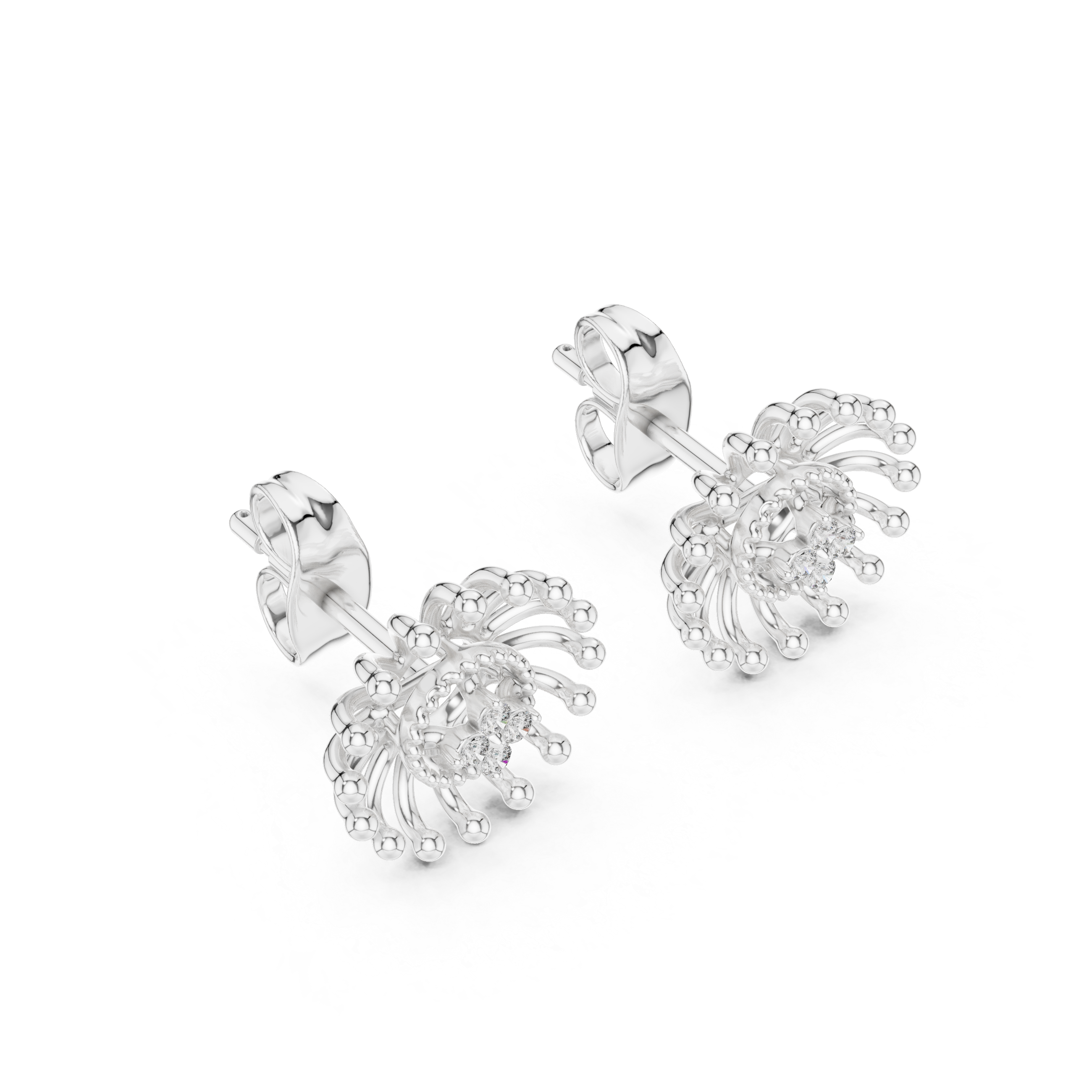 The Westport Earrings - Diamond Floral Sunburst Studs