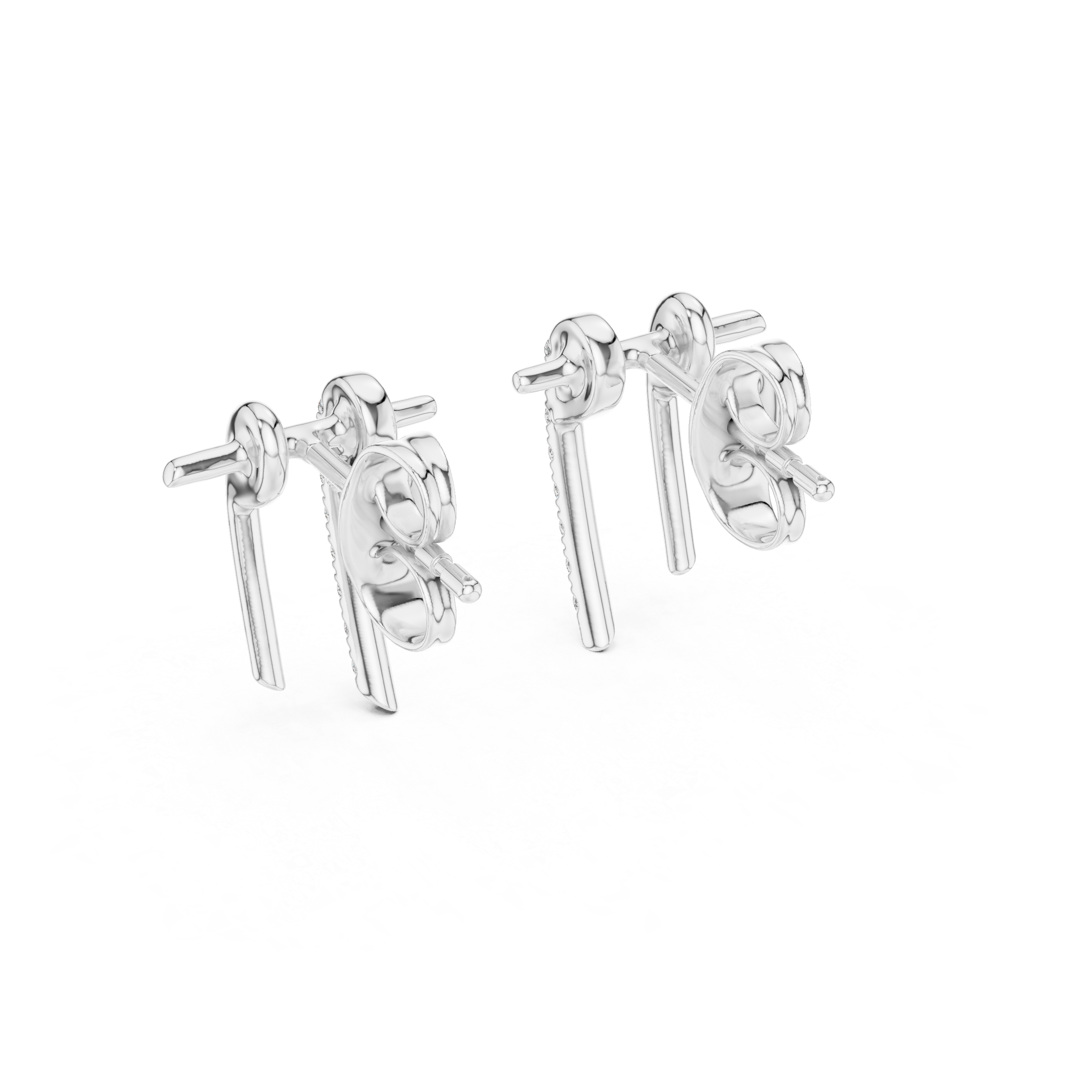 The Trysil Earrings - Diamond Pave J-Hoop Studs