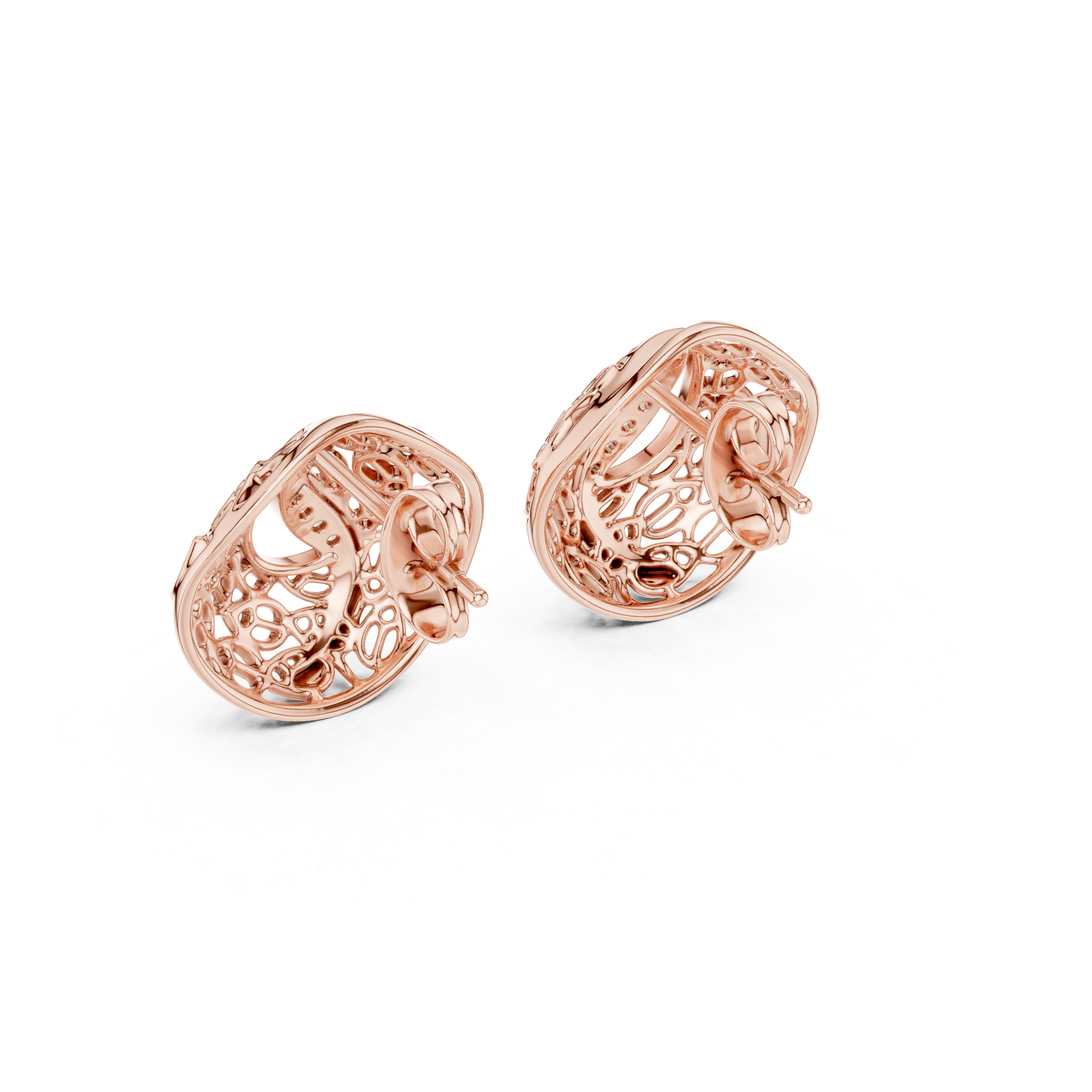 The Geilo Earrings - Diamond Openwork Dome Studs