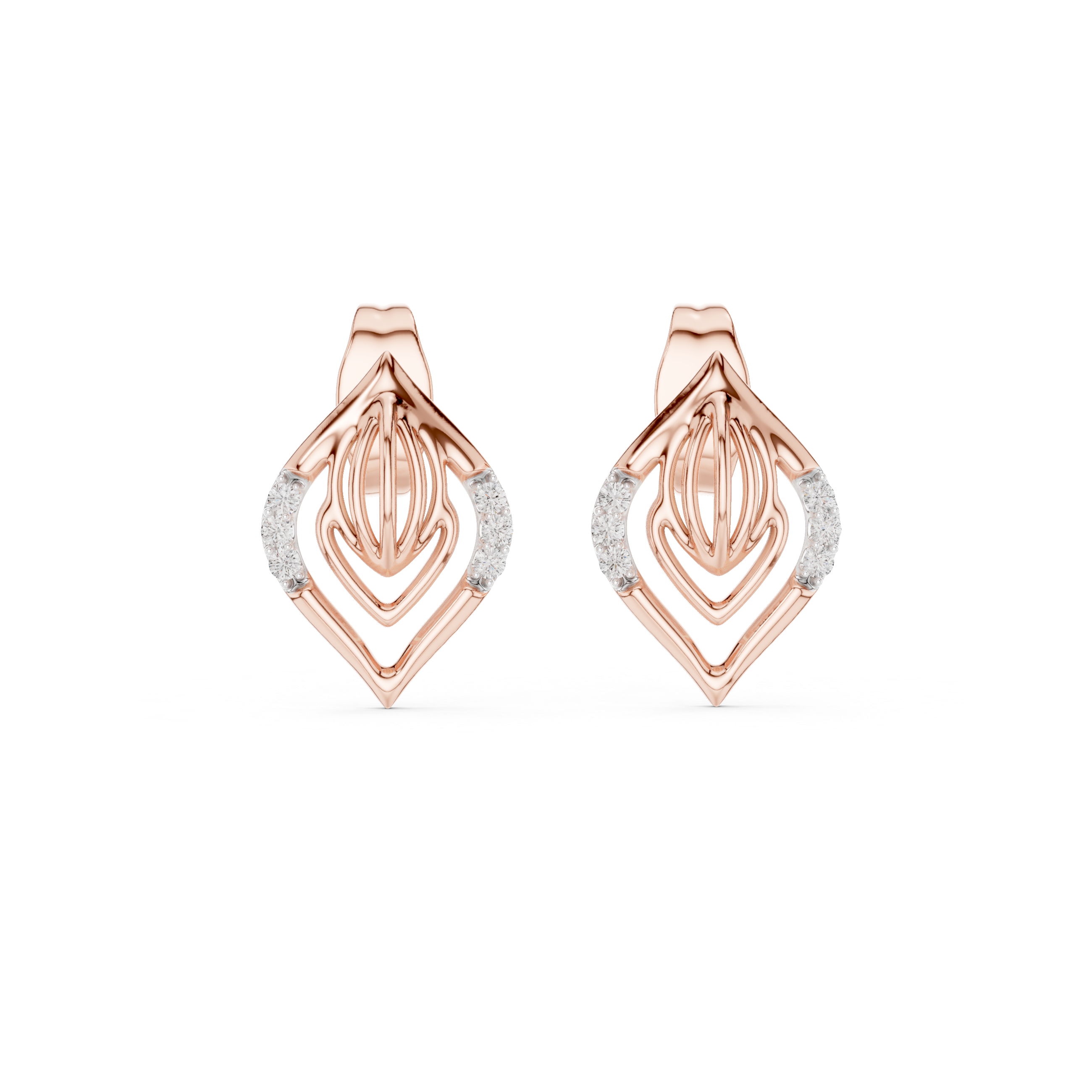 The Asker Earrings - Sculptural Diamond Leaf Studs