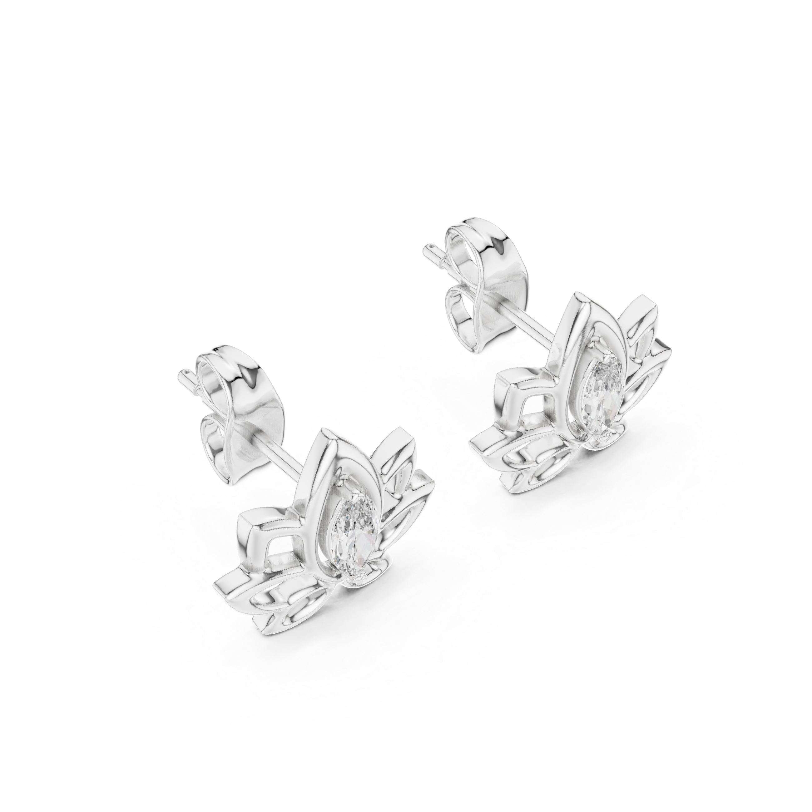 The Capellen Earrings - Marquise Lotus Flower Studs