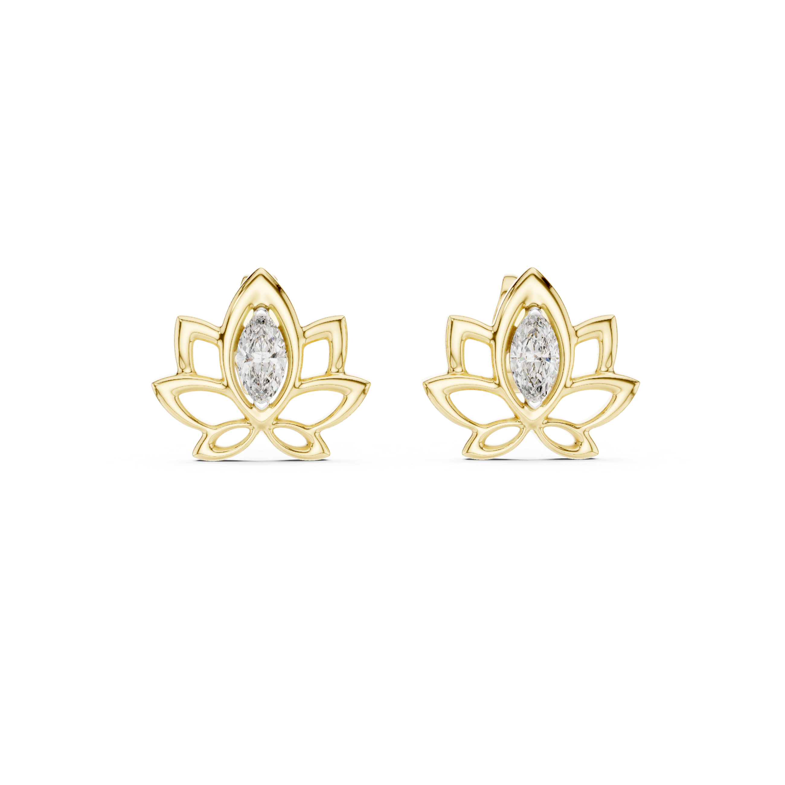 The Capellen Earrings - Marquise Lotus Flower Studs