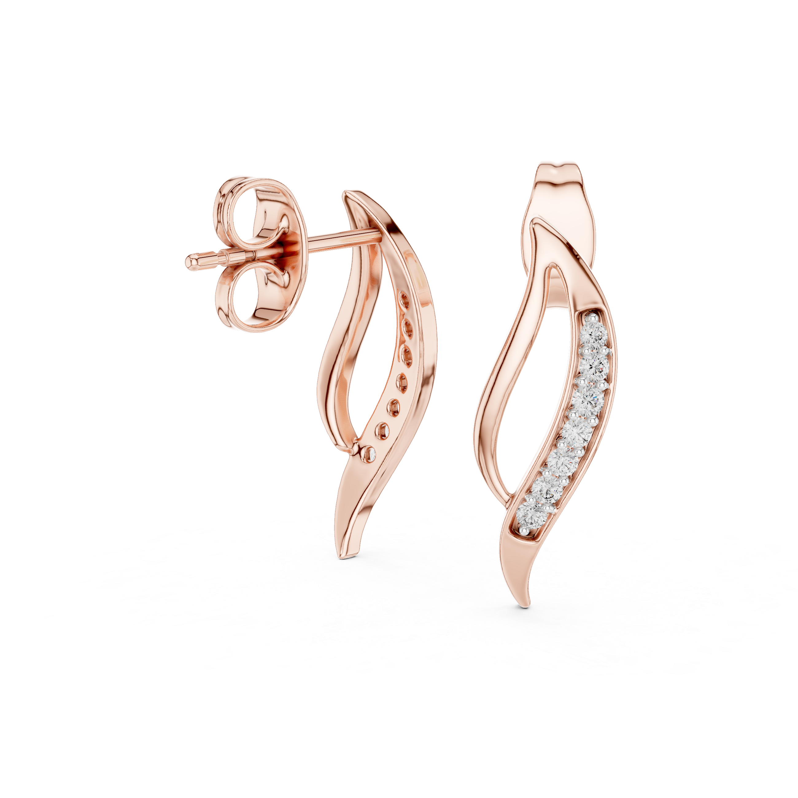 The Niederanven Earrings - Diamond Sculptural Wave Studs