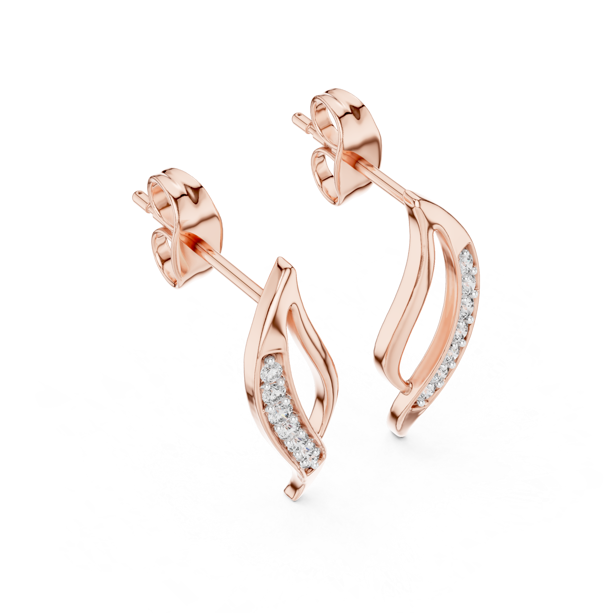 The Niederanven Earrings - Diamond Sculptural Wave Studs