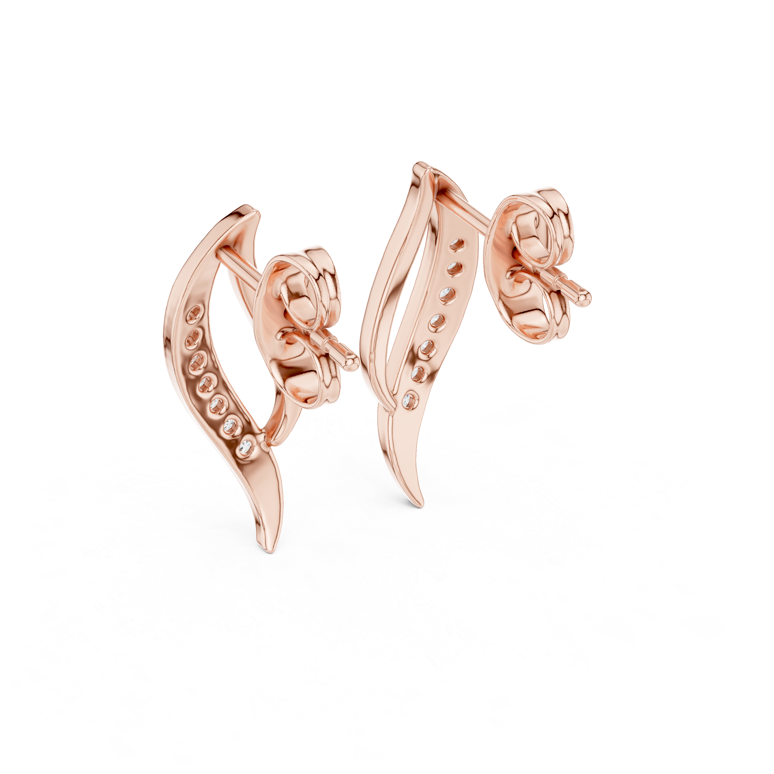 The Niederanven Earrings - Diamond Sculptural Wave Studs